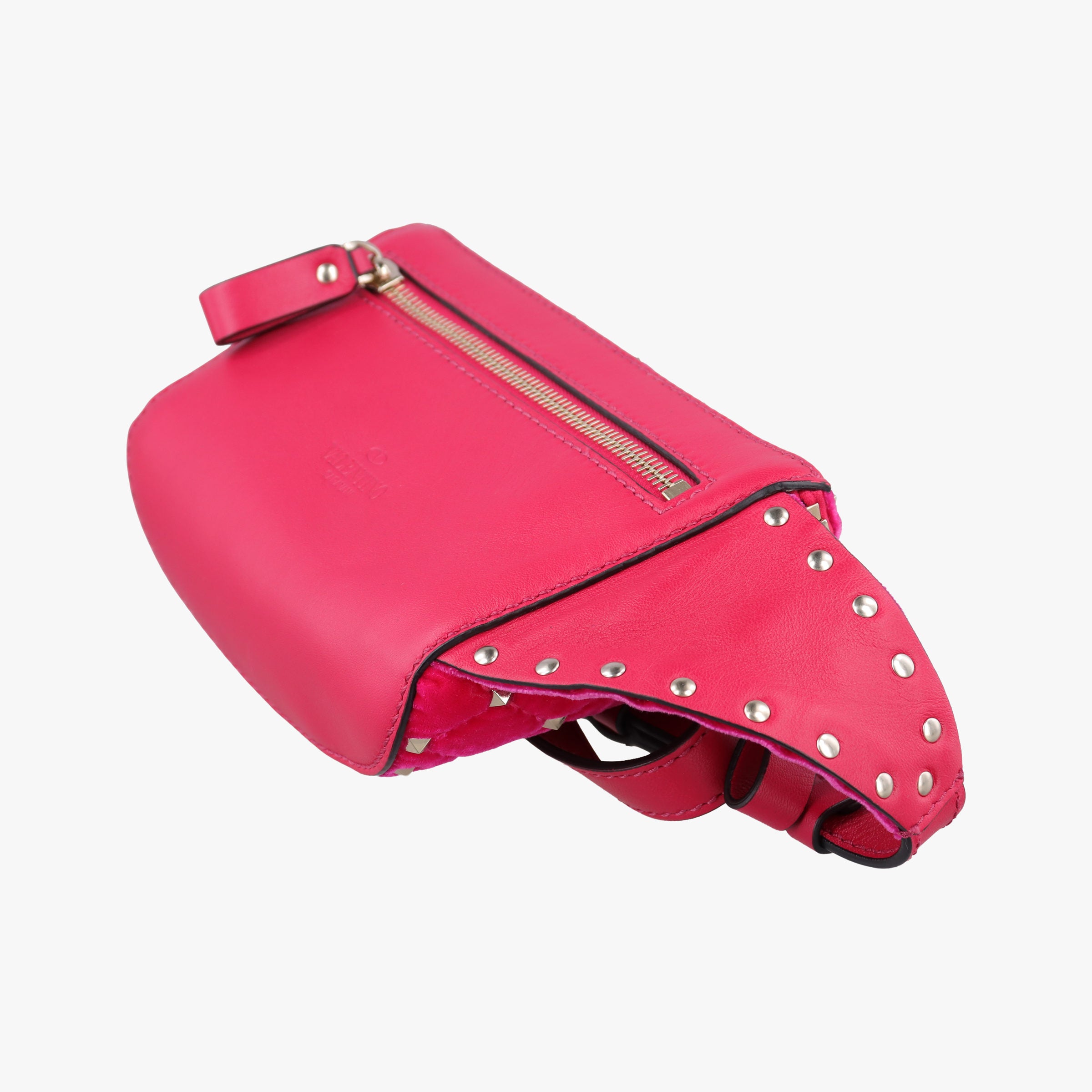 Pre-owned Valentino Rockstud Red Velvet  bum bag/waist bag | stylenewstar