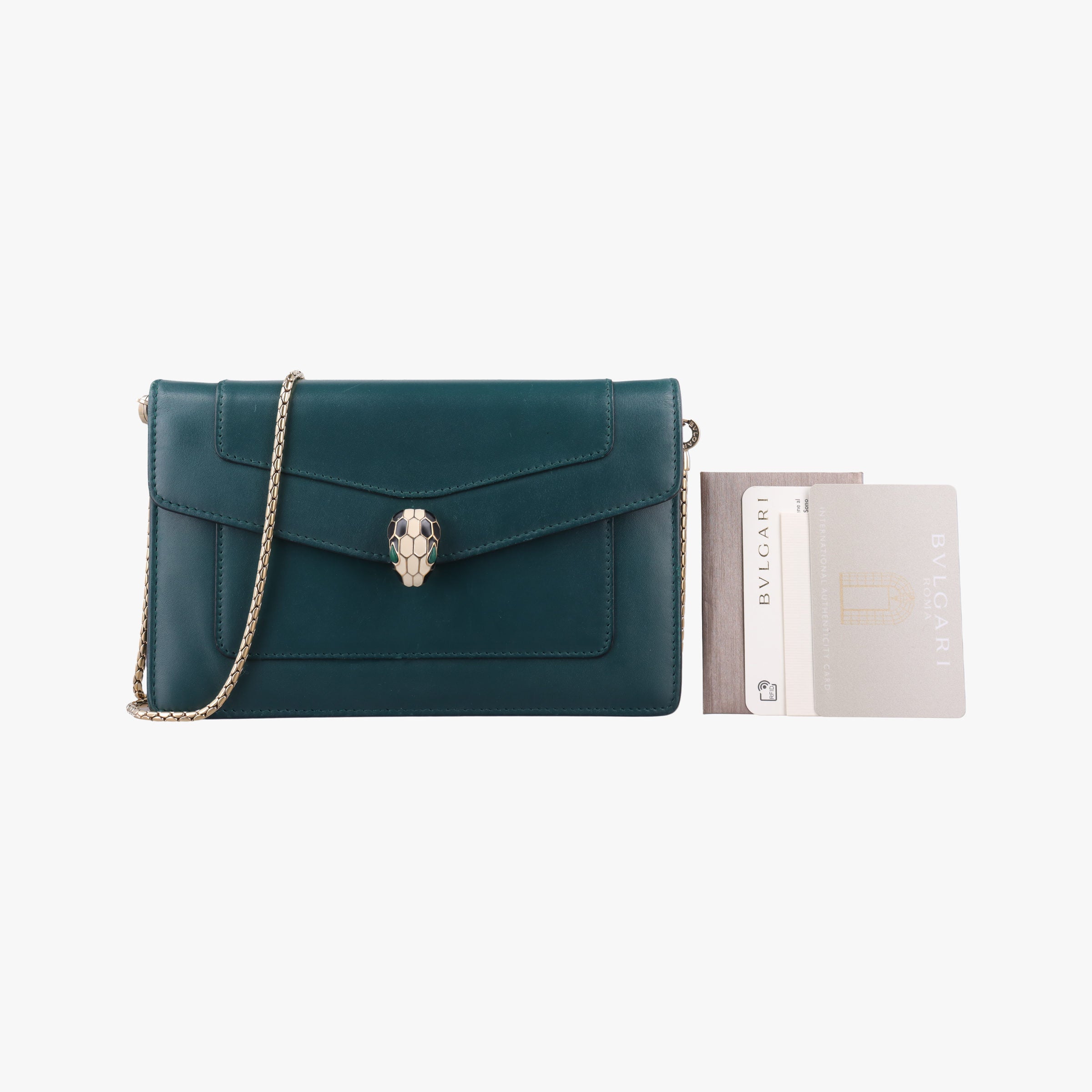 Pre-owned Bvlgari SERPENTI FOREVER Green Leather  shoulderbag | stylenewstar