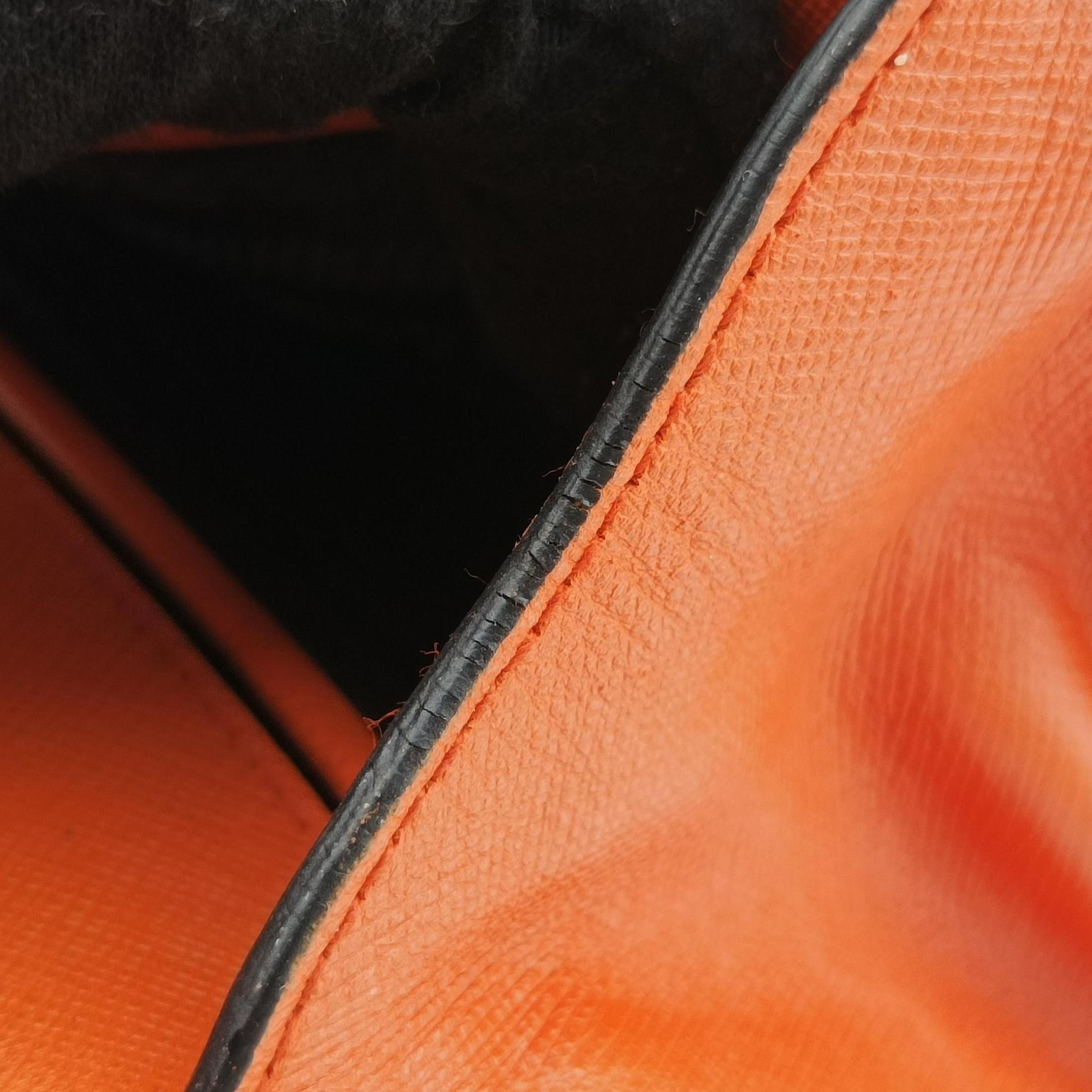 Pre-owned Prada Sound Lock Orange SAFFIANO Leather BN0924 shoulderbag | stylenewstar