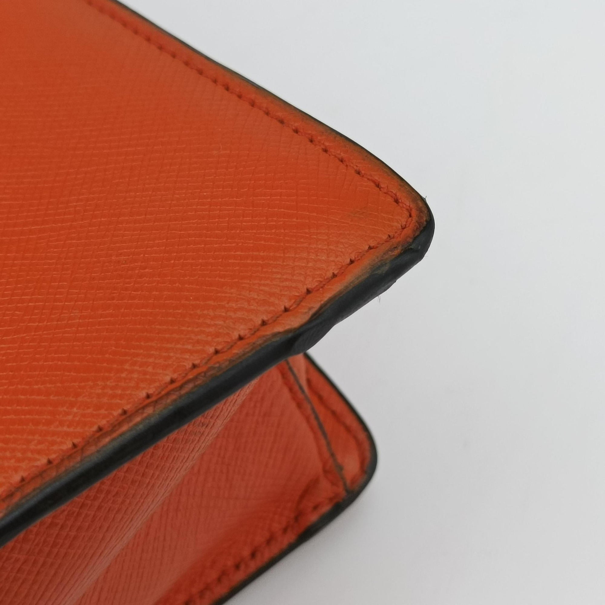 Pre-owned Prada Sound Lock Orange SAFFIANO Leather BN0924 shoulderbag | stylenewstar