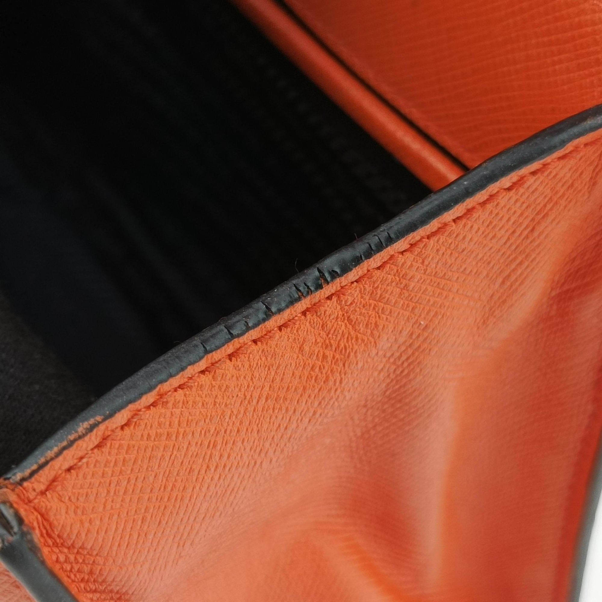 Pre-owned Prada Sound Lock Orange SAFFIANO Leather BN0924 shoulderbag | stylenewstar