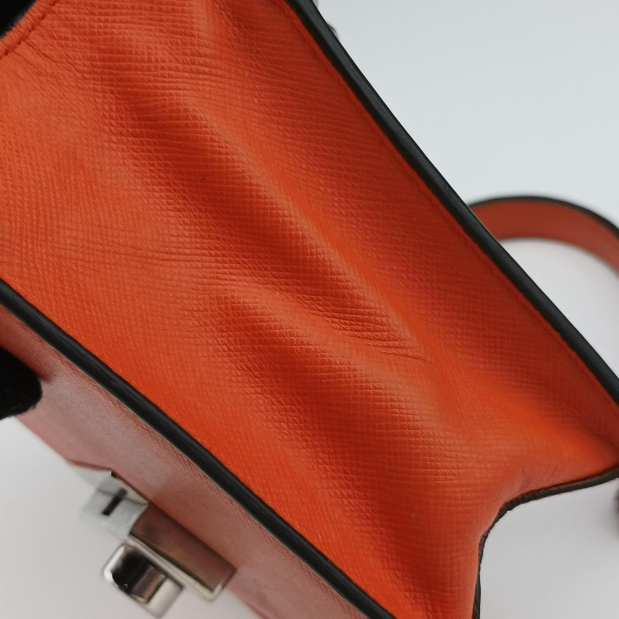 Pre-owned Prada Sound Lock Orange SAFFIANO Leather BN0924 shoulderbag | stylenewstar