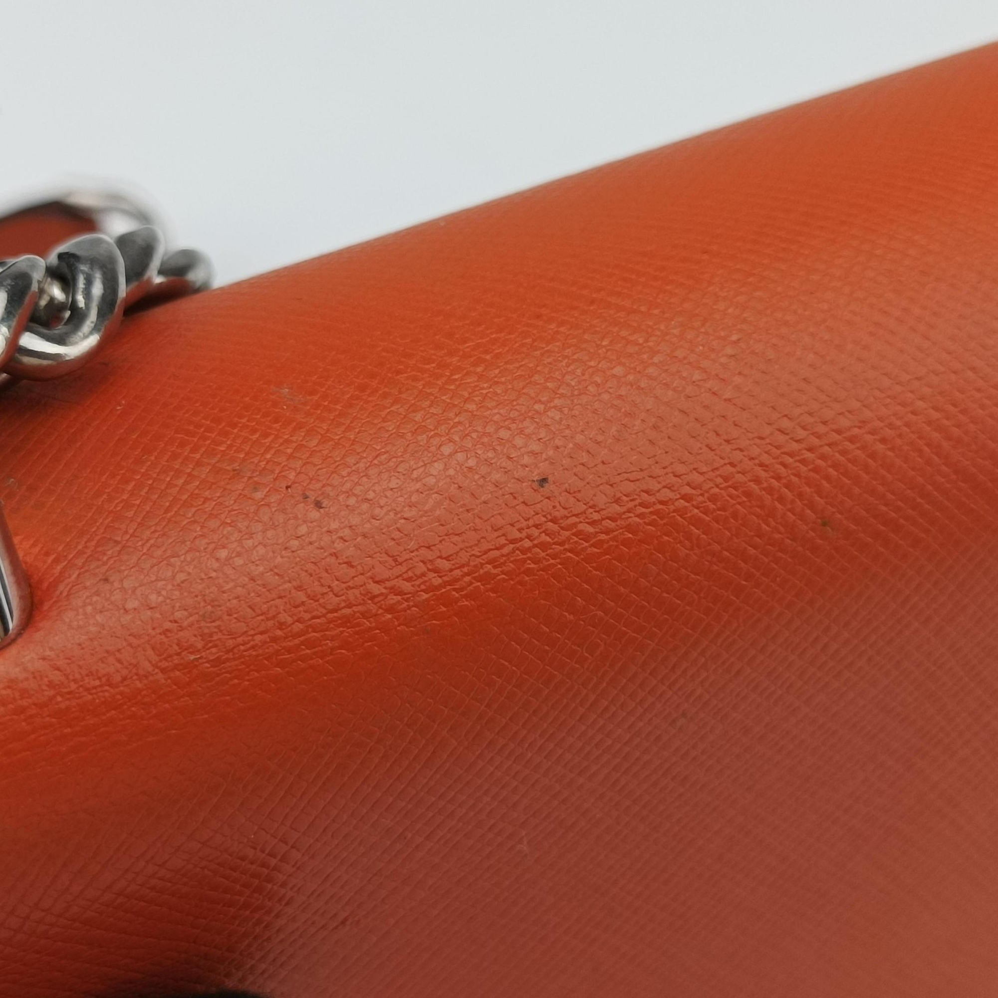 Pre-owned Prada Sound Lock Orange SAFFIANO Leather BN0924 shoulderbag | stylenewstar