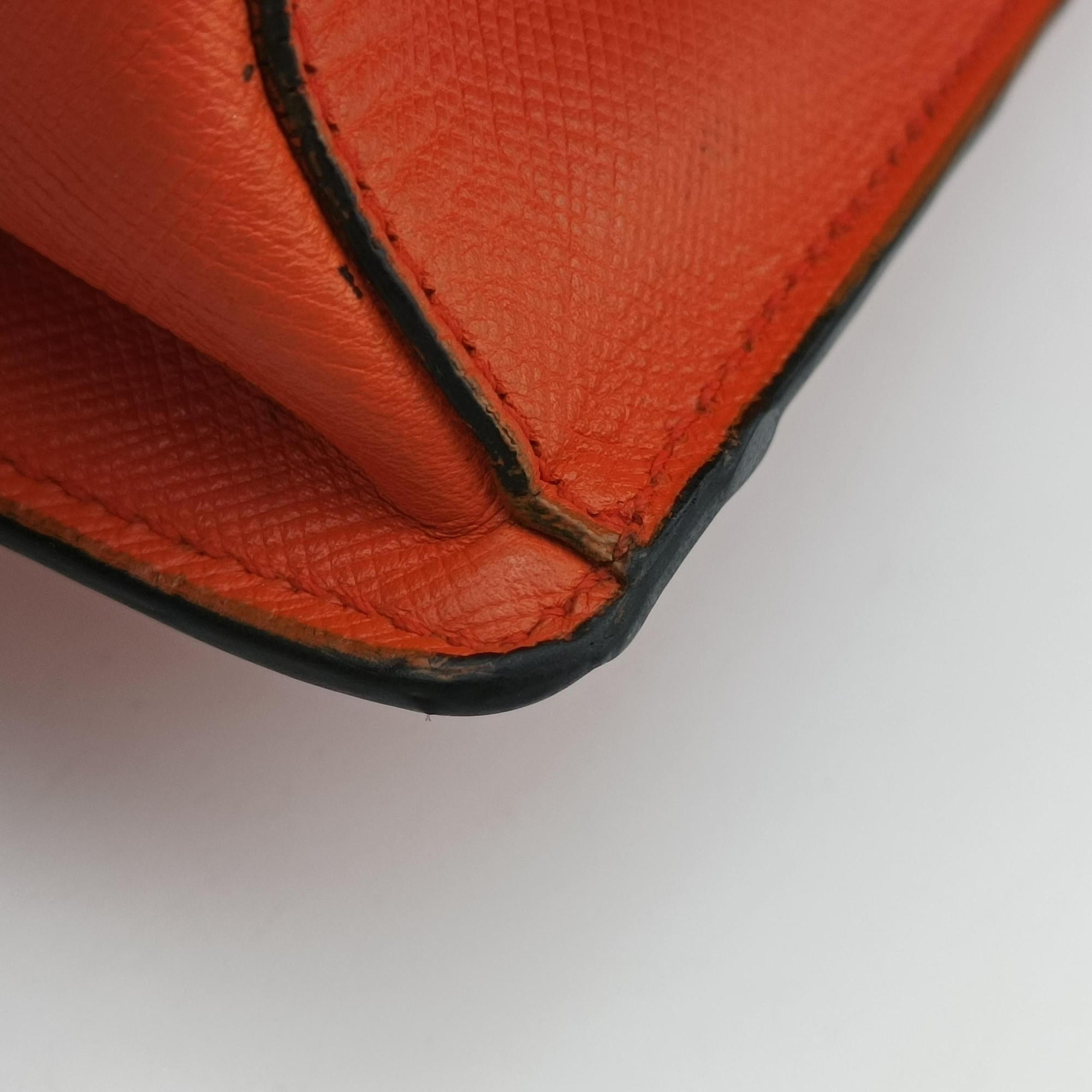 Pre-owned Prada Sound Lock Orange SAFFIANO Leather BN0924 shoulderbag | stylenewstar