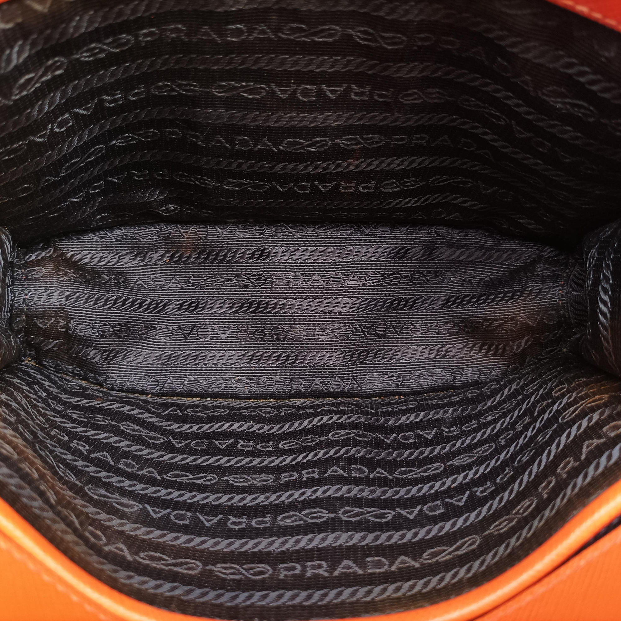 Pre-owned Prada Sound Lock Orange SAFFIANO Leather BN0924 shoulderbag | stylenewstar