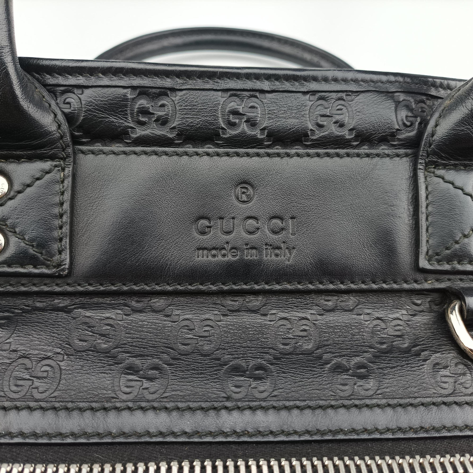 Pre-owned Gucci Guccissima Black Leather 246392 handbag | stylenewstar