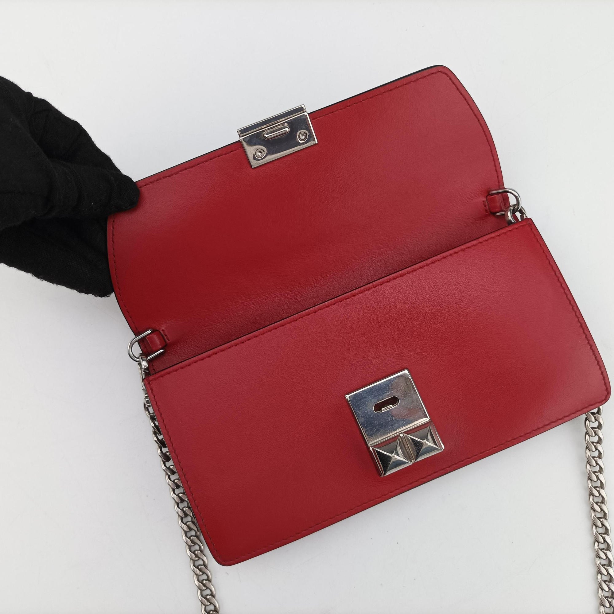 Pre-owned Prada Elektra Studded Red Leather IDH061 shoulderbag | stylenewstar
