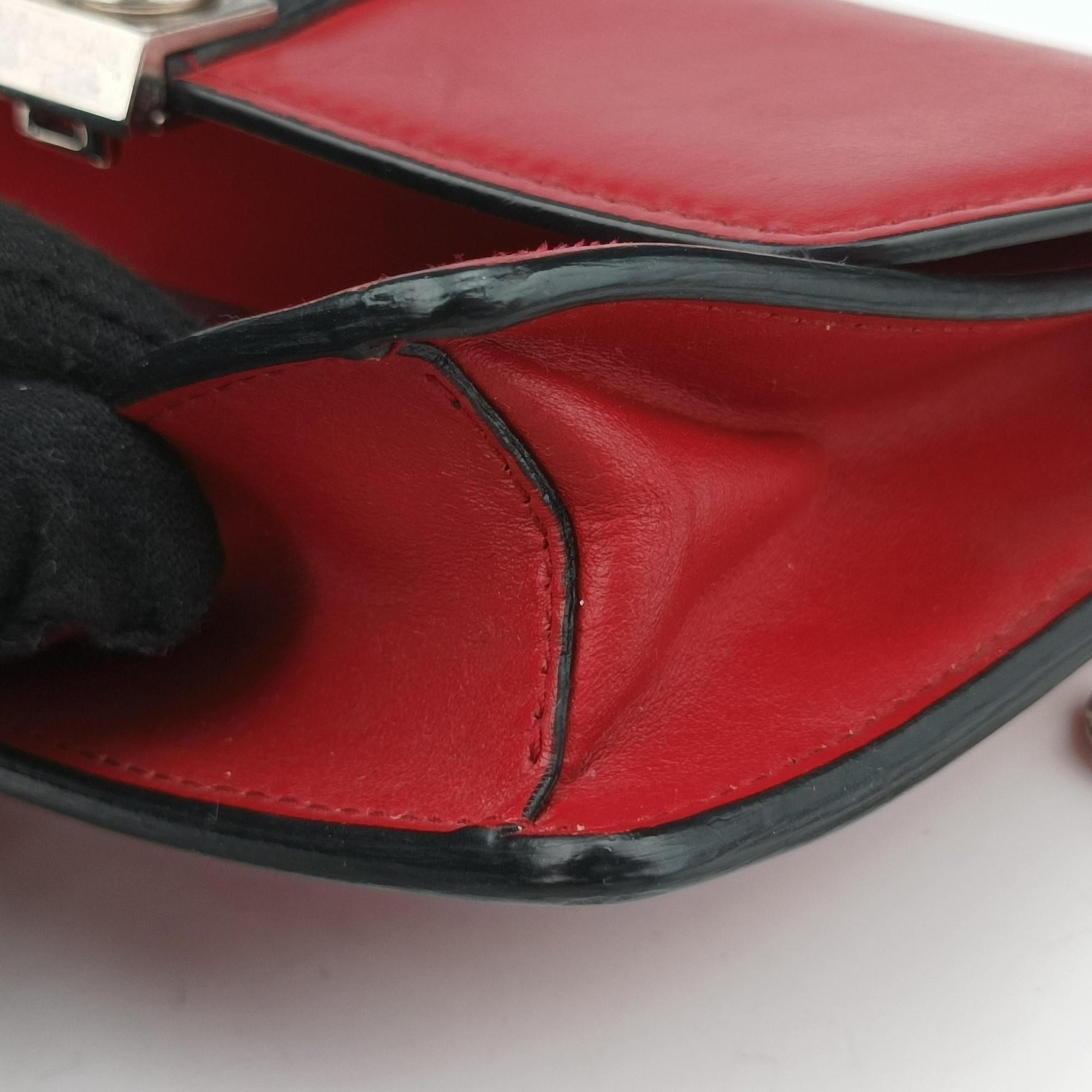 Pre-owned Prada Elektra Studded Red Leather IDH061 shoulderbag | stylenewstar