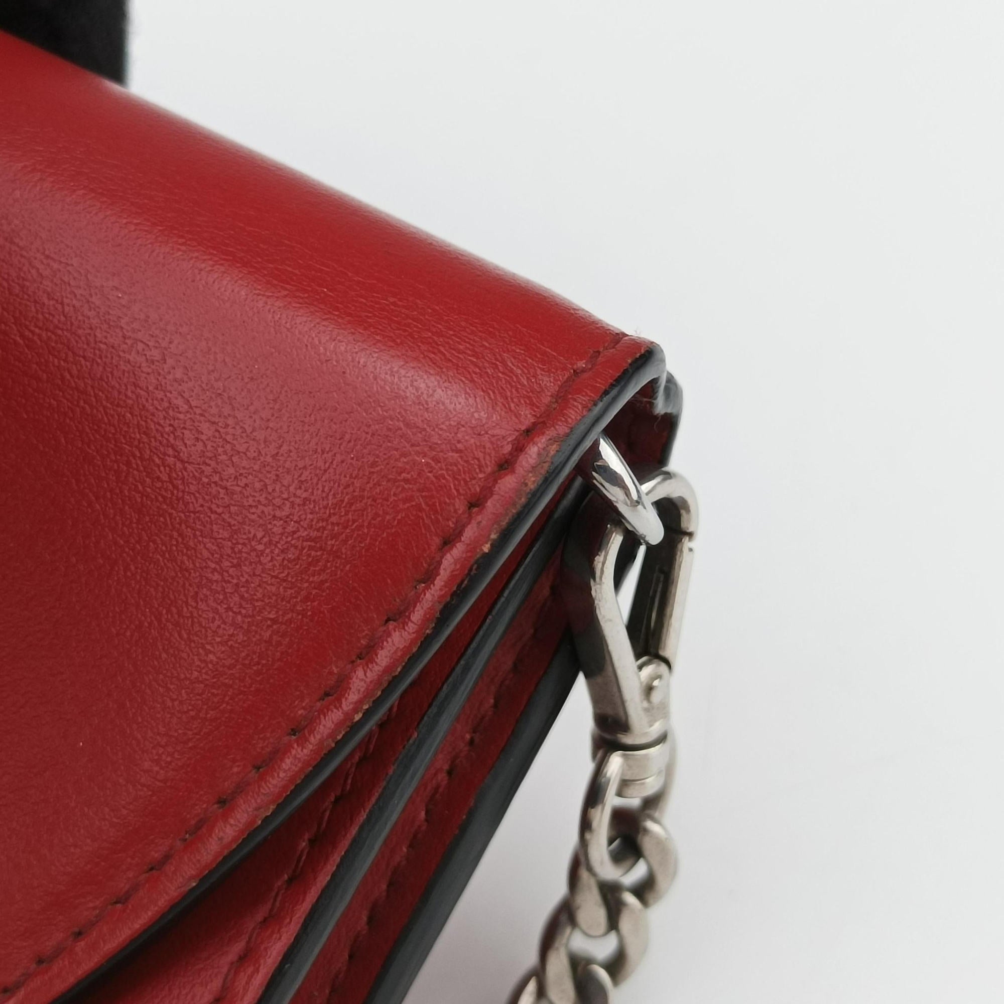 Pre-owned Prada Elektra Studded Red Leather IDH061 shoulderbag | stylenewstar