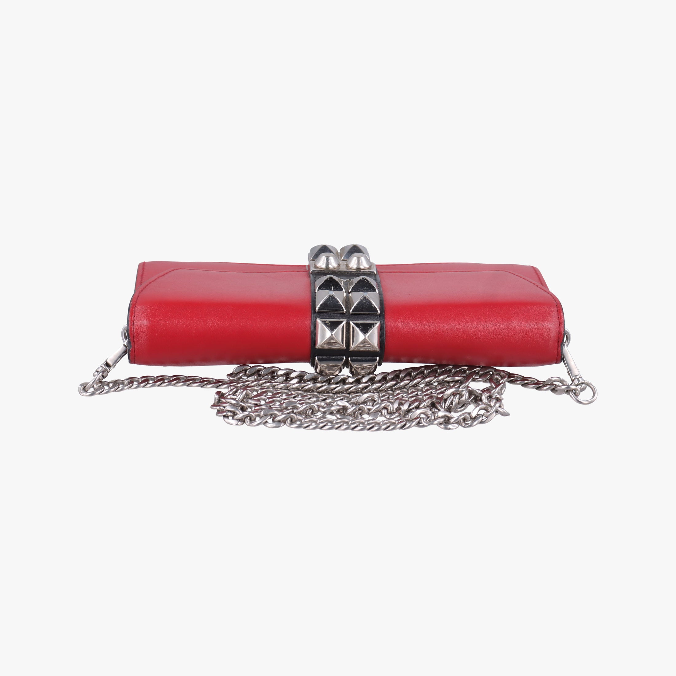 Pre-owned Prada Elektra Studded Red Leather IDH061 shoulderbag | stylenewstar