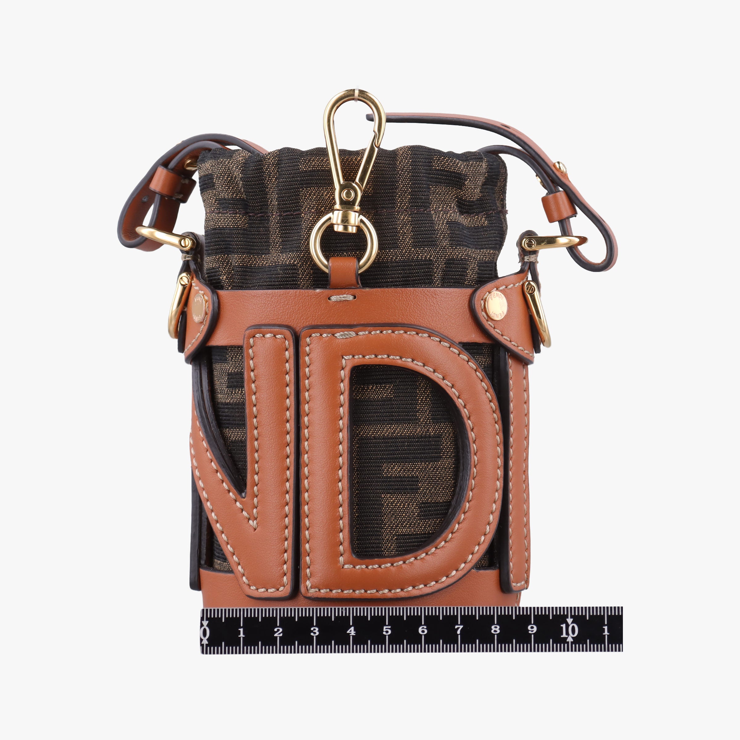 Pre-owned Fendi Nano Step Out Brown Canvas×Leather 7AS189 shoulderbag | stylenewstar