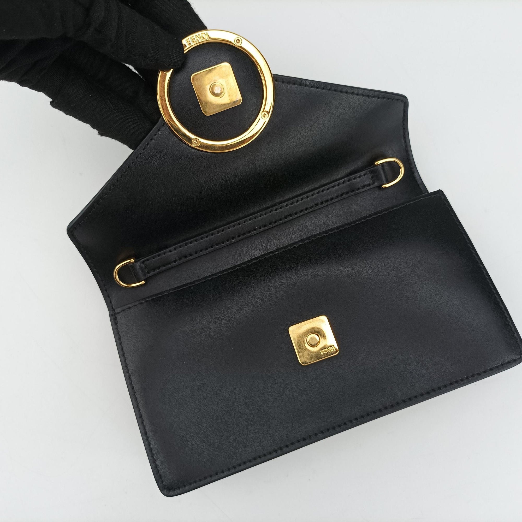 Pre-owned Fendi F is Black Leather 8BM005 bum bag/waist bag | stylenewstar