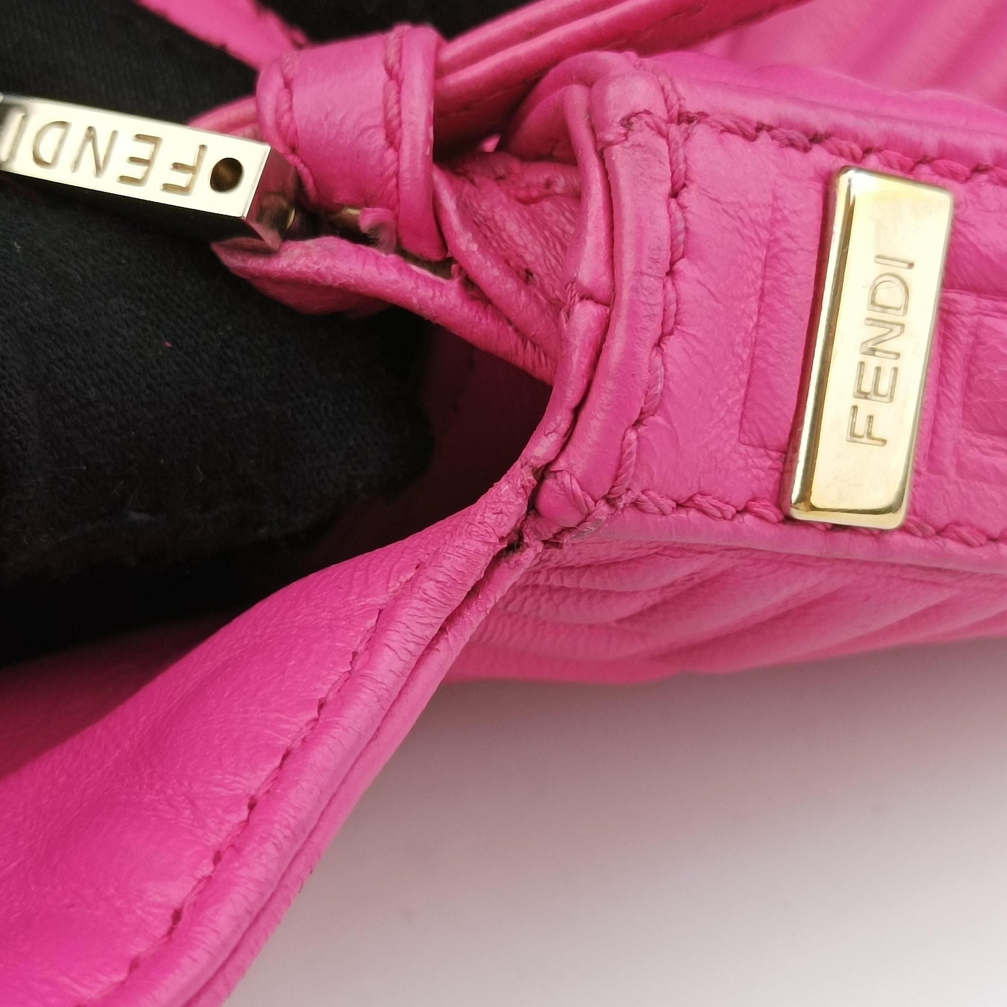 Pre-owned Fendi BAGUETTE Rose Leather 8BK060 shoulderbag | stylenewstar