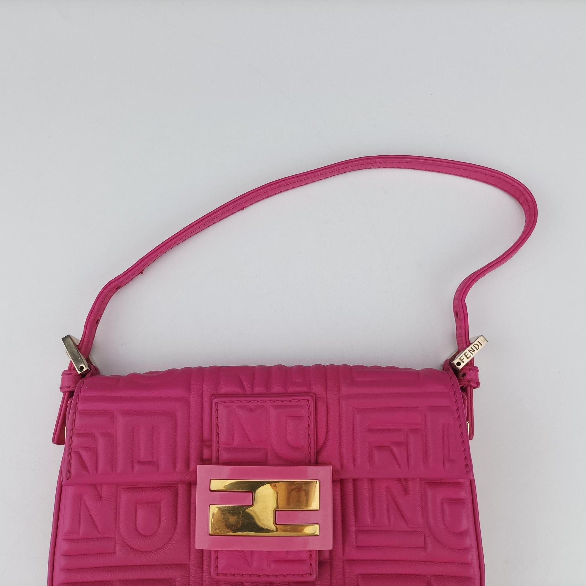 Pre-owned Fendi BAGUETTE Rose Leather 8BK060 shoulderbag | stylenewstar