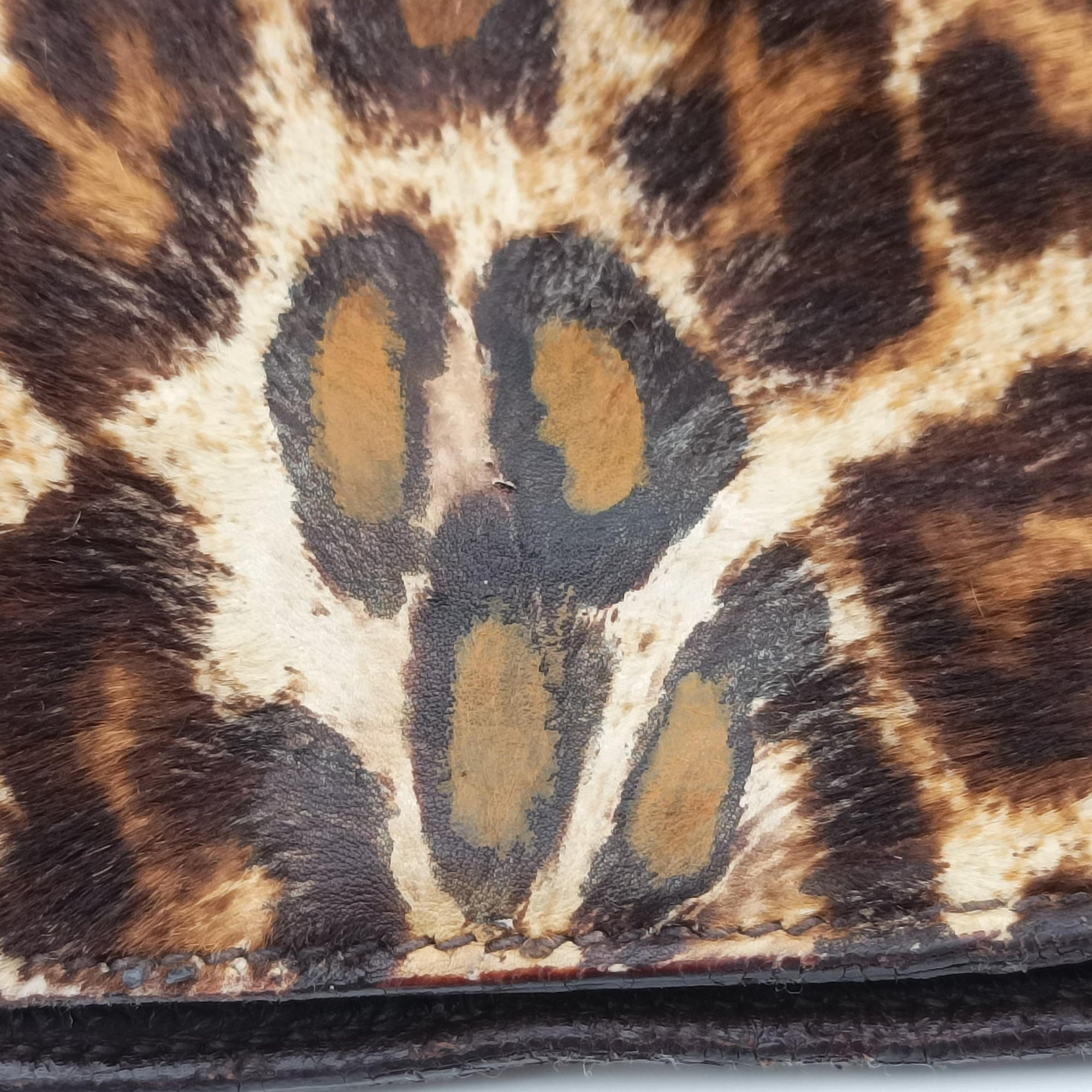 Pre-owned Prada Leopard print Multicolour ponyhair　  shoulderbag | stylenewstar