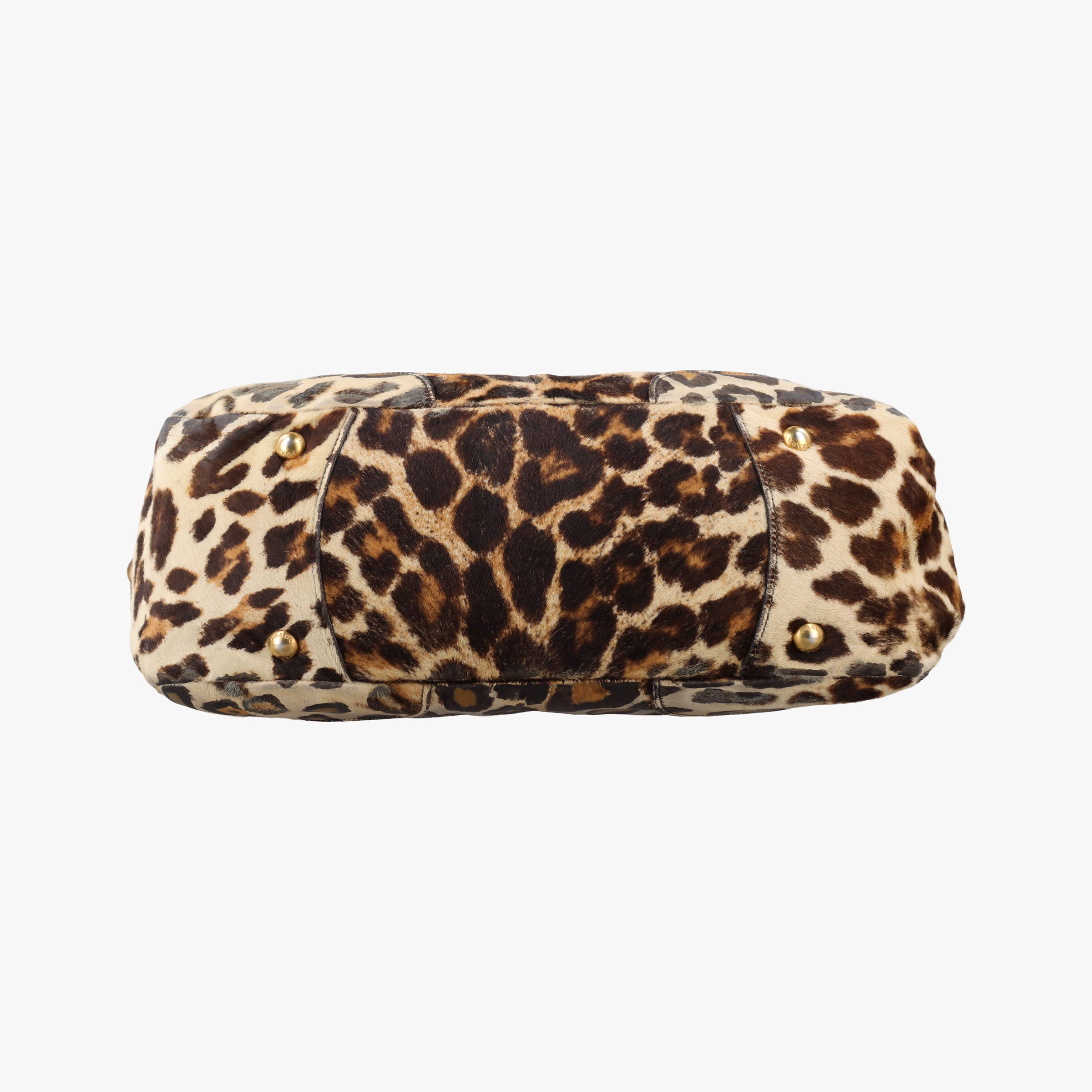 Pre-owned Prada Leopard print Multicolour ponyhair　  shoulderbag | stylenewstar