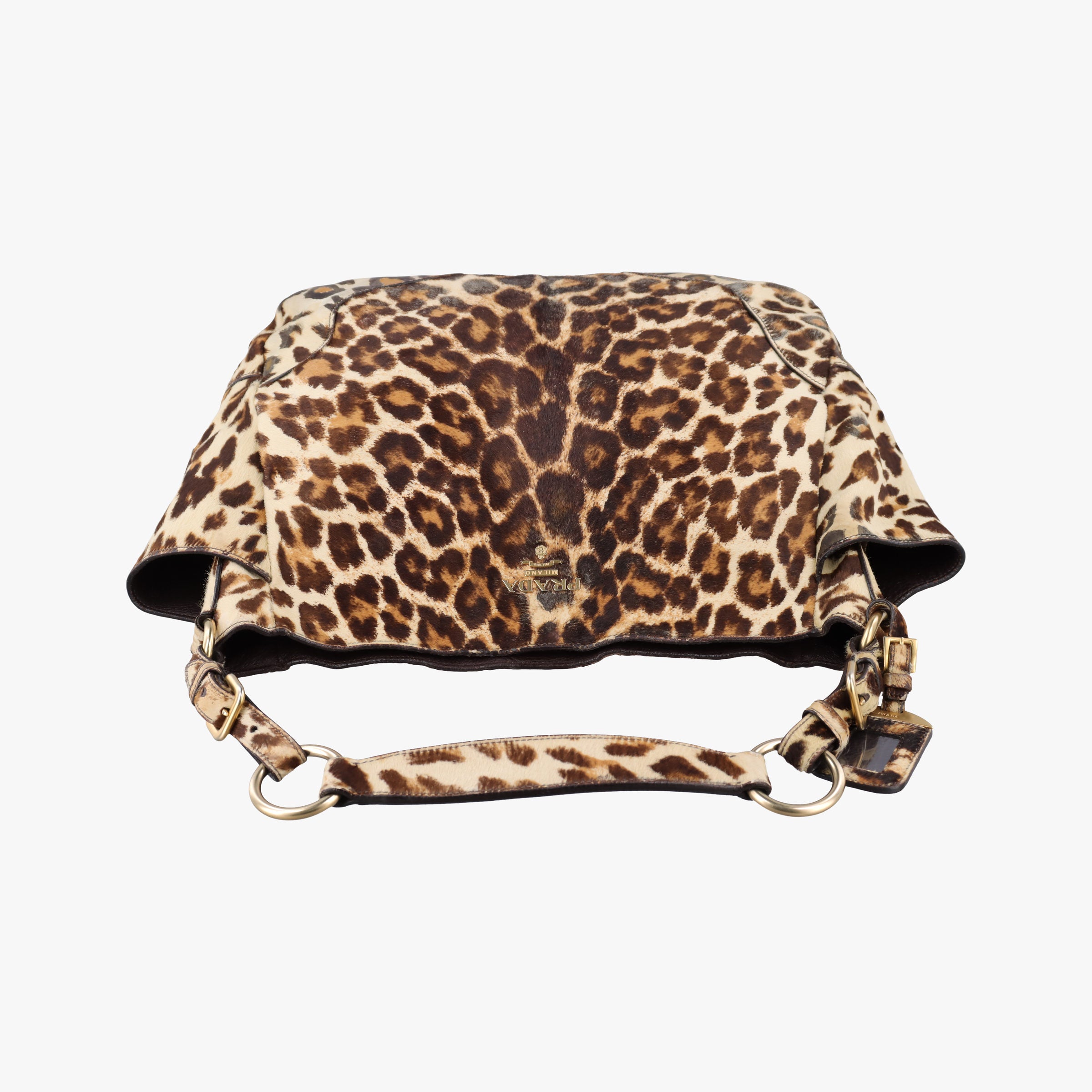 Pre-owned Prada Leopard print Multicolour ponyhair　  shoulderbag | stylenewstar