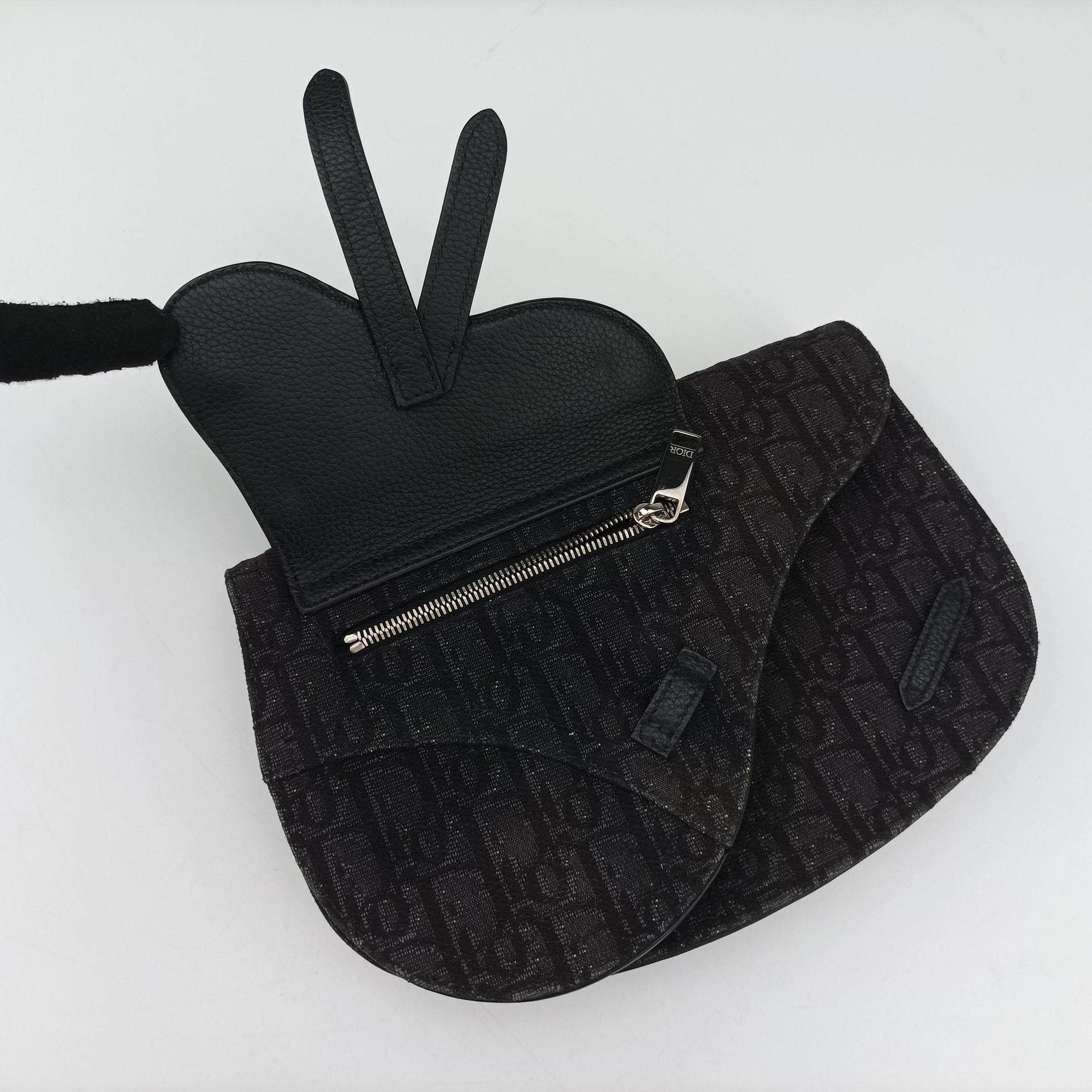 Secondhand Christian Dior Saddle Black Jacquard×Leather  bum bag/waist bag | stylenewstar