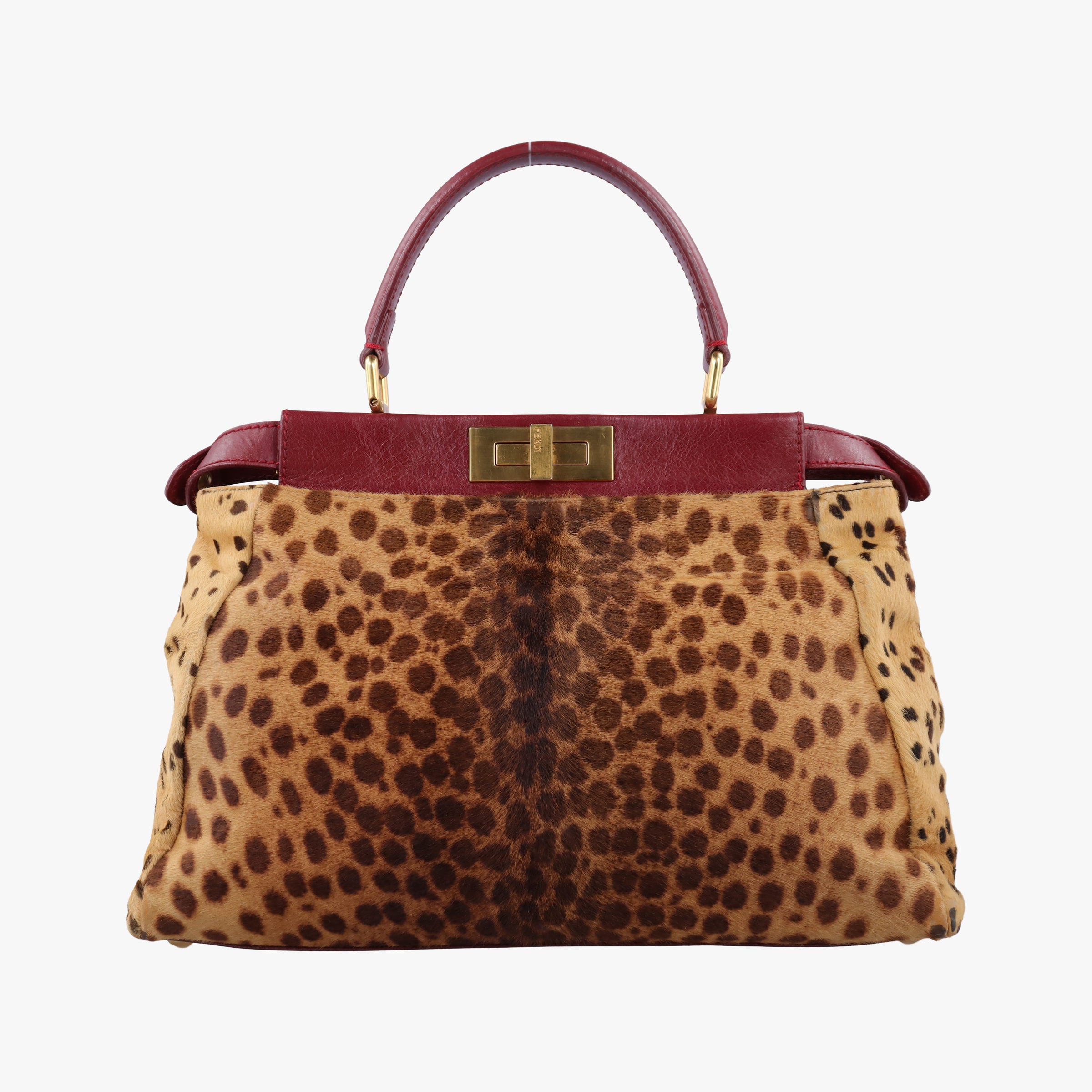Vintage Fendi PEEKABOO Brown × Red pony hair× Leather 8BN226 handbag | stylenewstar
