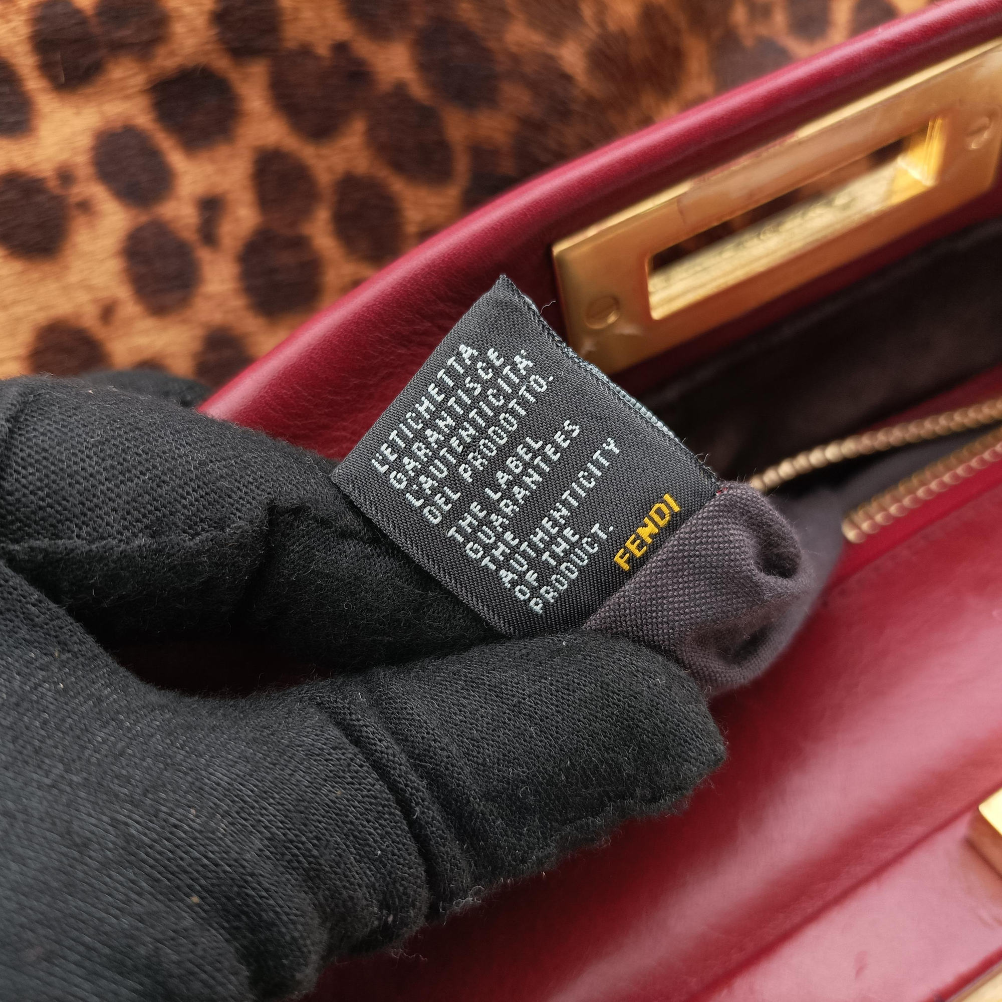 Vintage Fendi PEEKABOO Brown × Red pony hair× Leather 8BN226 handbag | stylenewstar