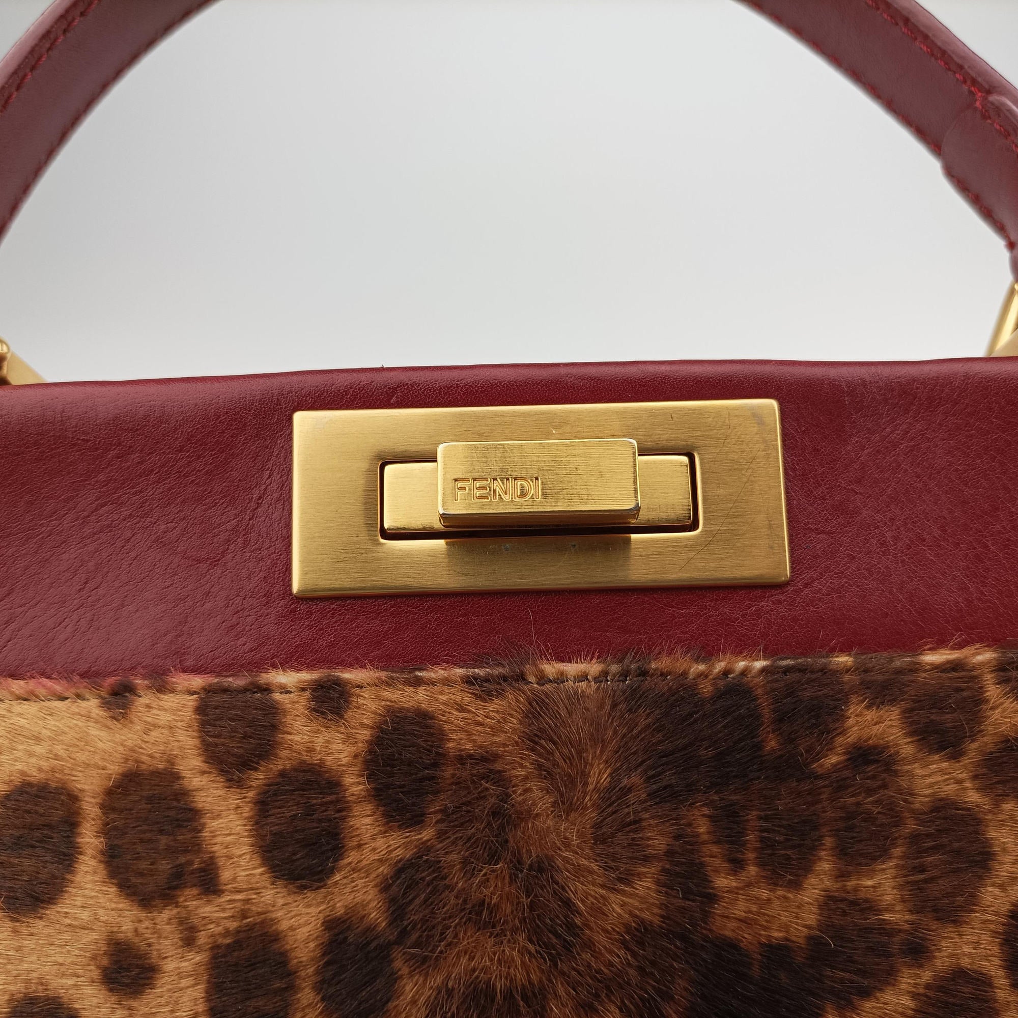 Vintage Fendi PEEKABOO Brown × Red pony hair× Leather 8BN226 handbag | stylenewstar