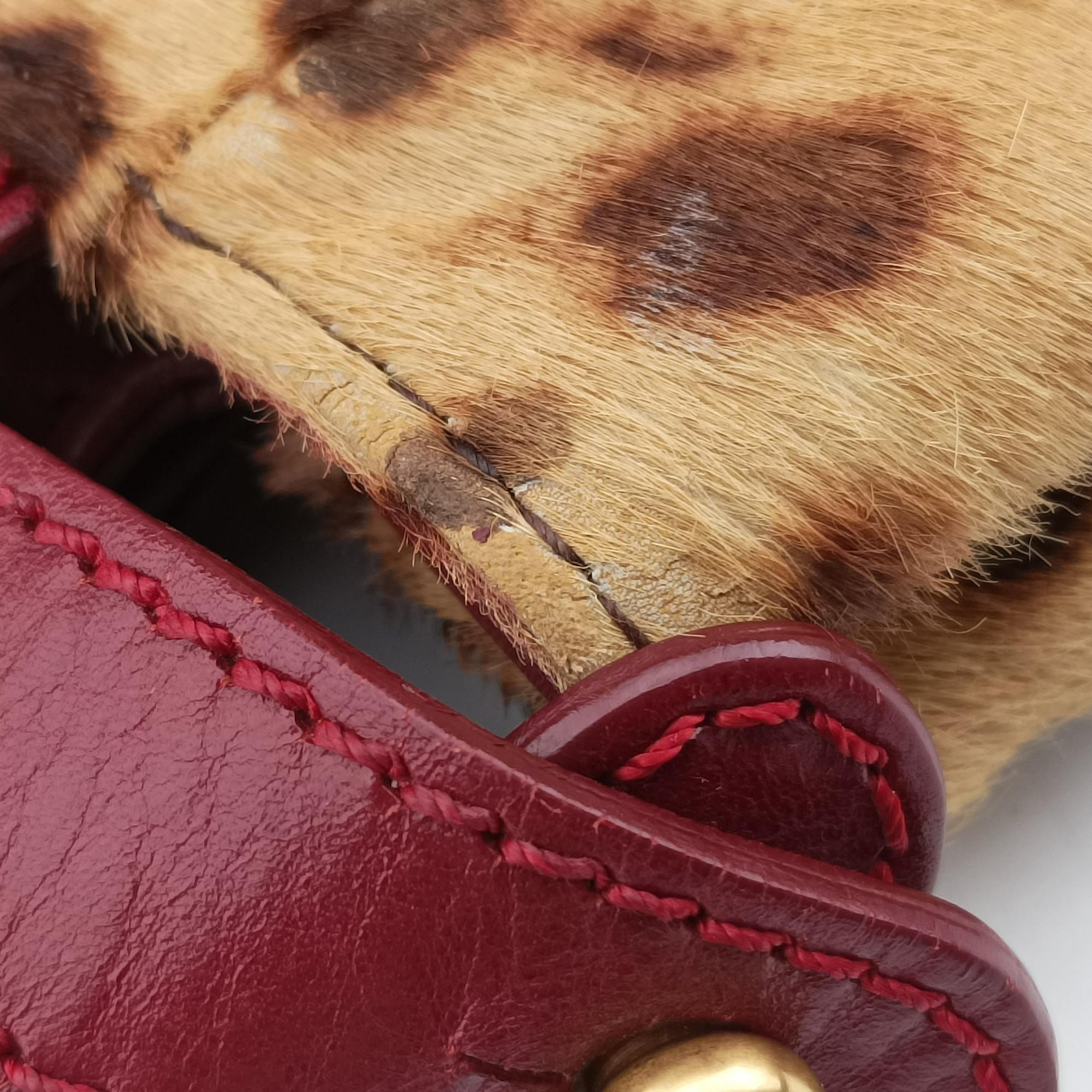 Vintage Fendi PEEKABOO Brown × Red pony hair× Leather 8BN226 handbag | stylenewstar