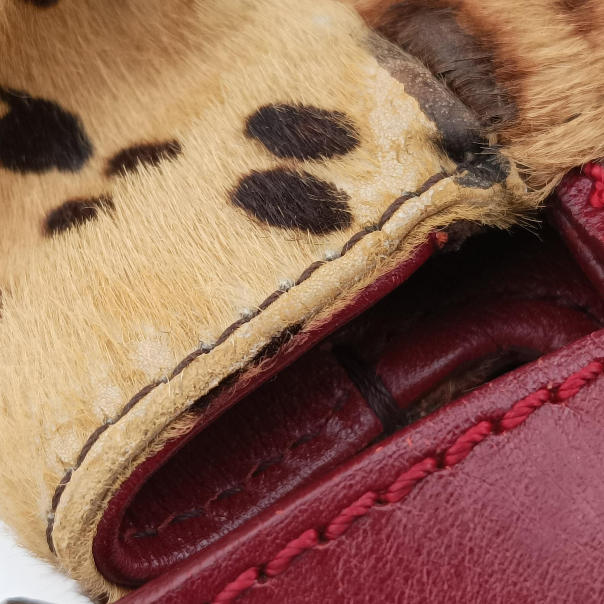 Vintage Fendi PEEKABOO Brown × Red pony hair× Leather 8BN226 handbag | stylenewstar