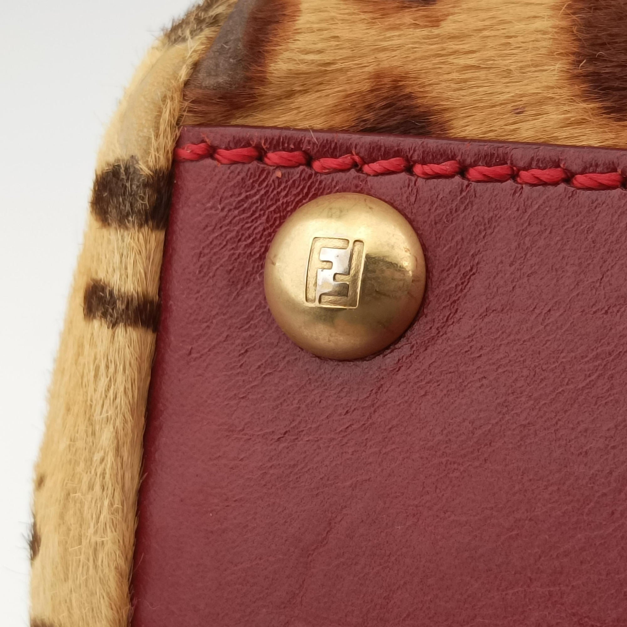 Vintage Fendi PEEKABOO Brown × Red pony hair× Leather 8BN226 handbag | stylenewstar