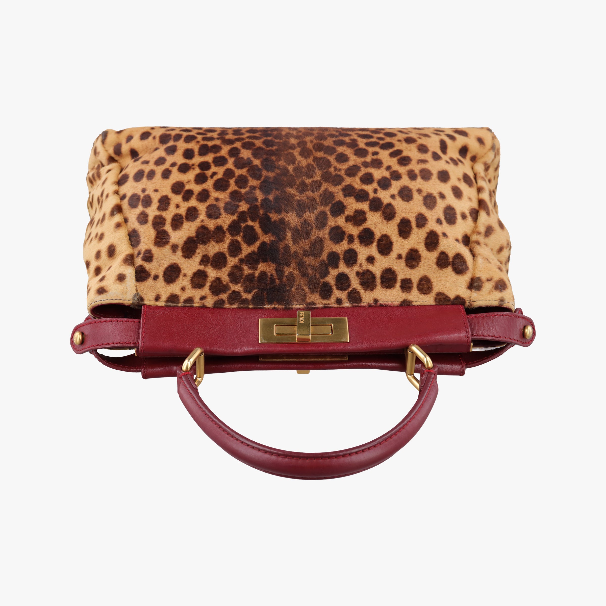 Vintage Fendi PEEKABOO Brown × Red pony hair× Leather 8BN226 handbag | stylenewstar
