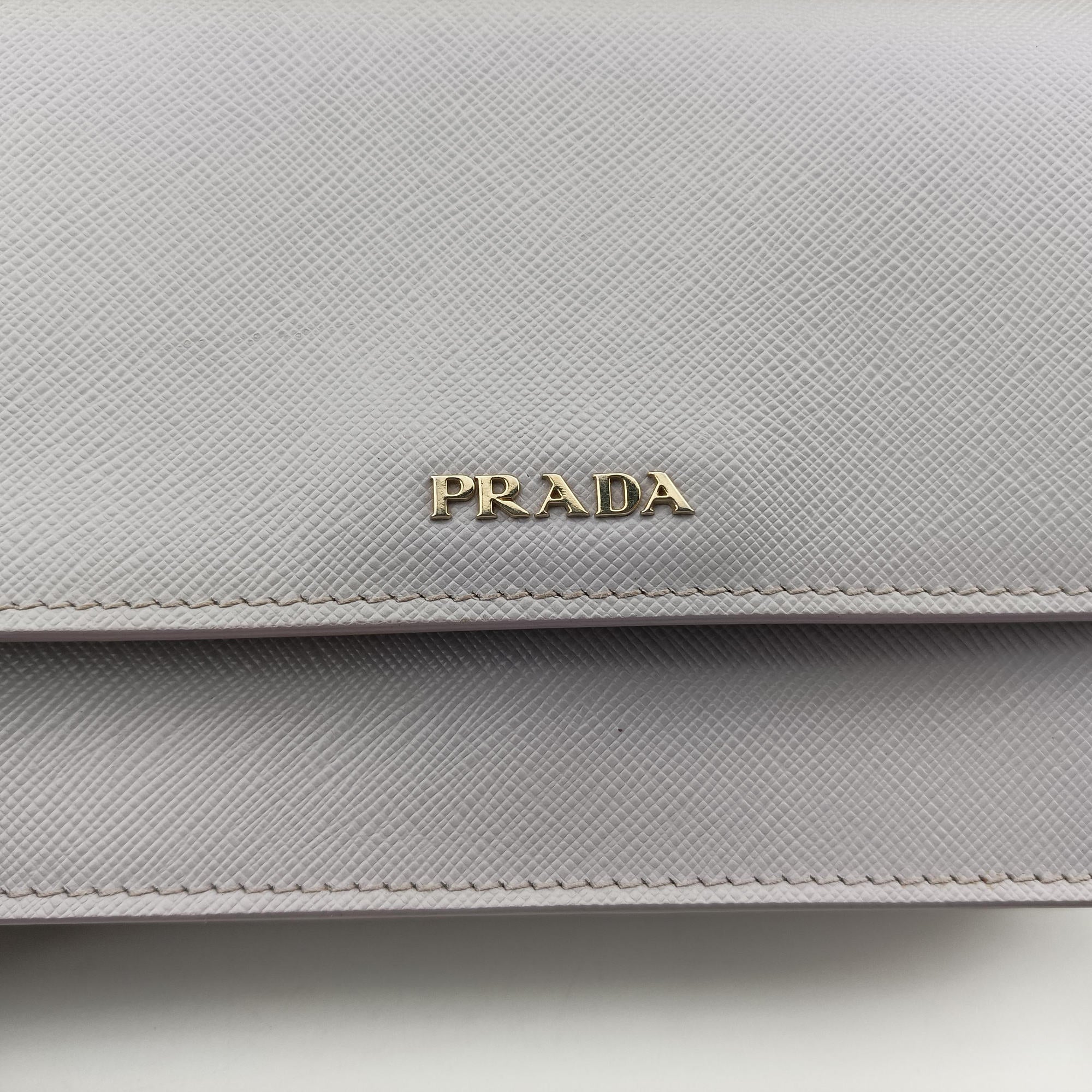 Pre-owned Prada Logo Chain Purple SAFFIANO Leather BT1035 shoulderbag | stylenewstar