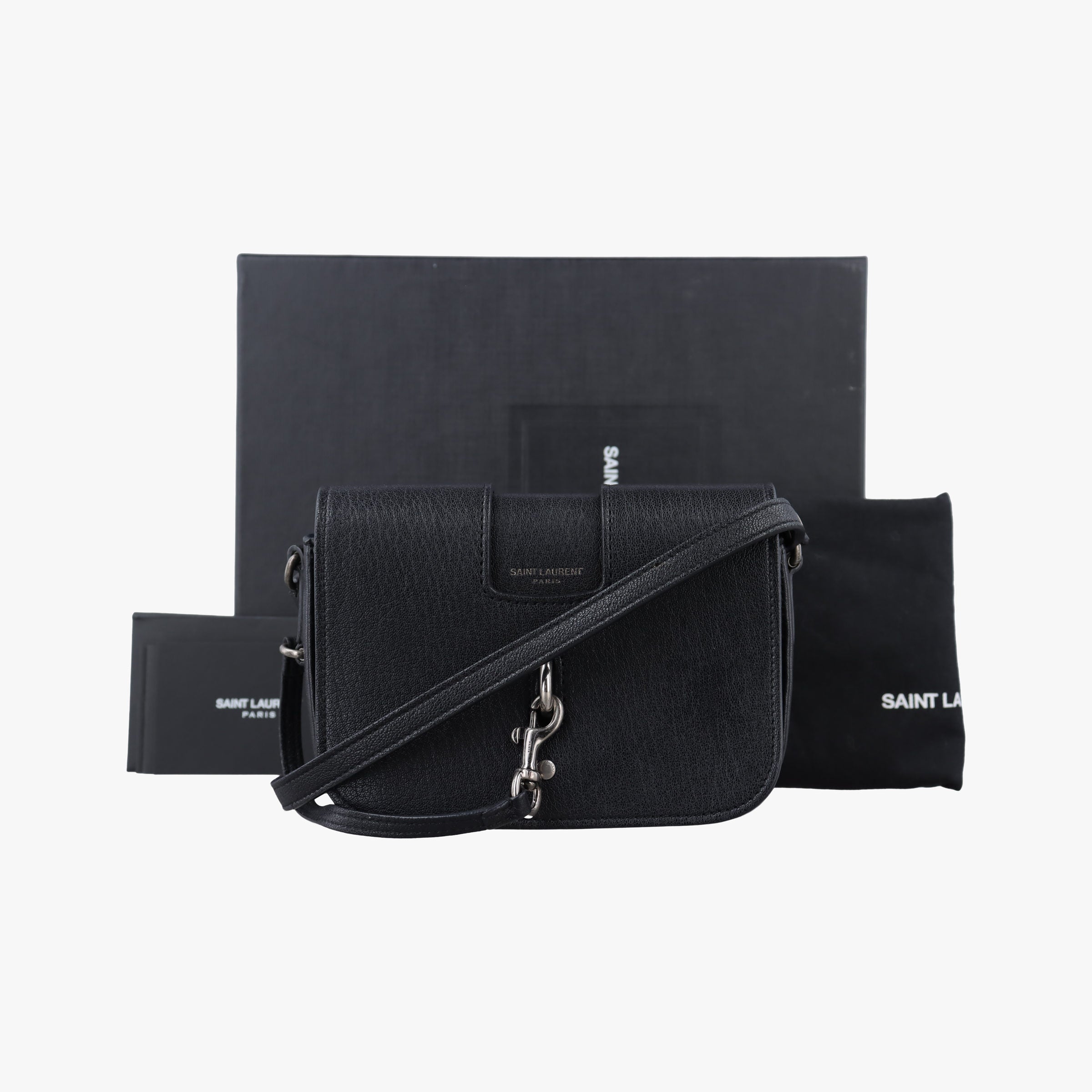 Pre-owned Yves Saint Laurent Charlotte Black Leather 500831 shoulderbag | stylenewstar