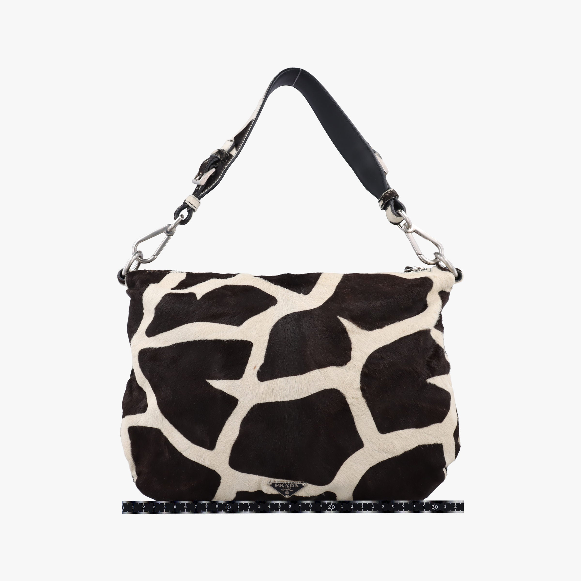 Secondhand Prada Cavallino Black×White Giraffe Printed Calf Hair×Leather  shoulderbag | stylenewstar