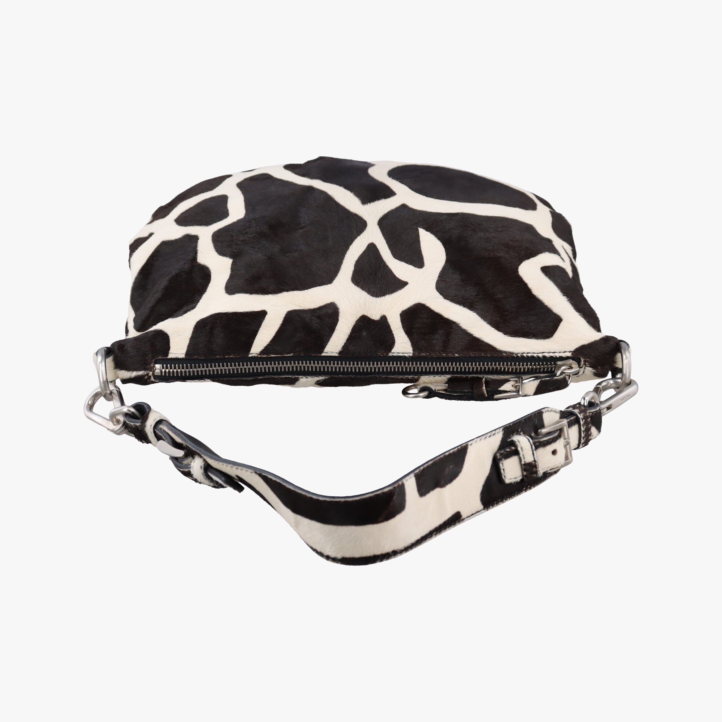 Secondhand Prada Cavallino Black×White Giraffe Printed Calf Hair×Leather  shoulderbag | stylenewstar