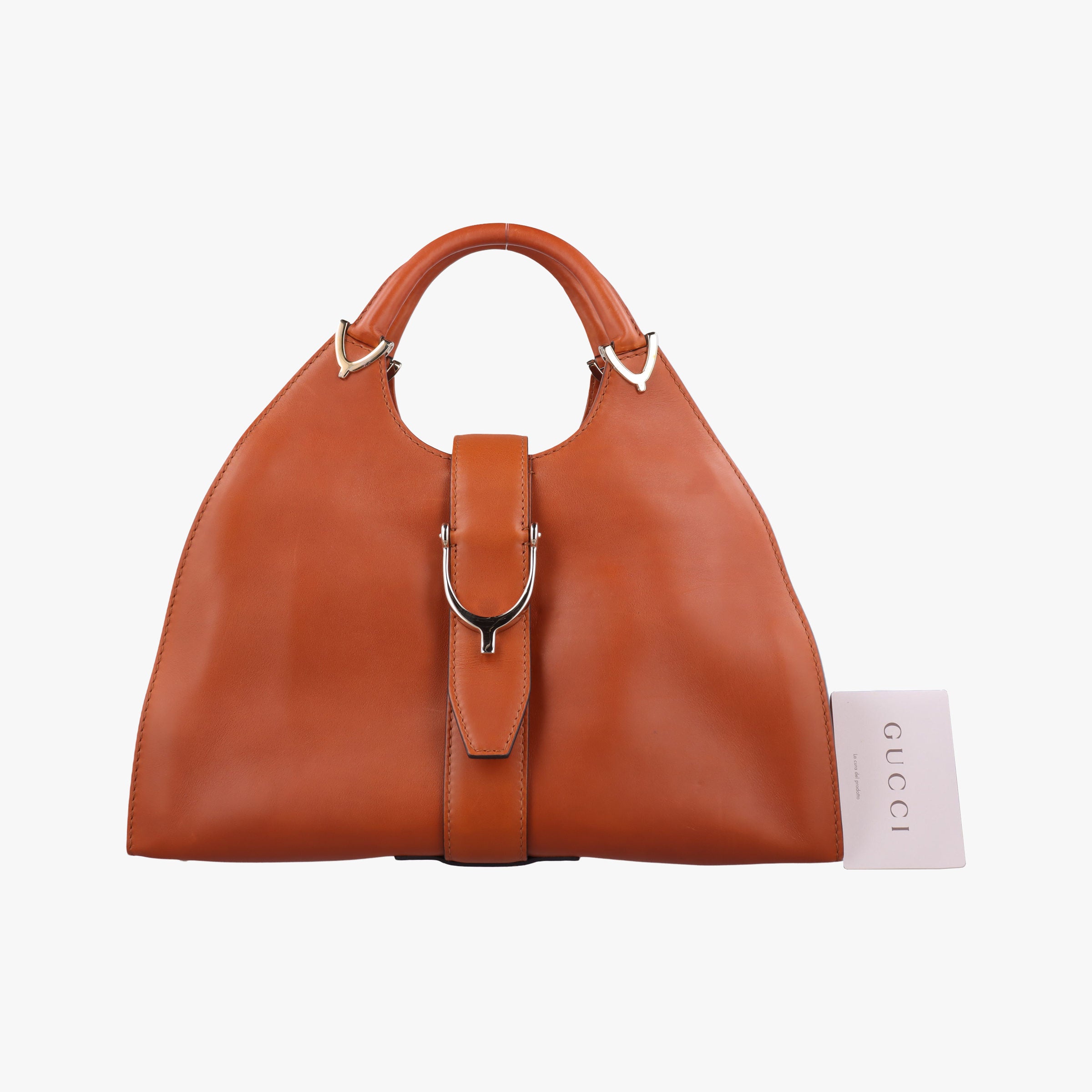Pre-owned Gucci Stirrup Brown leather 277514 handbag | stylenewstar