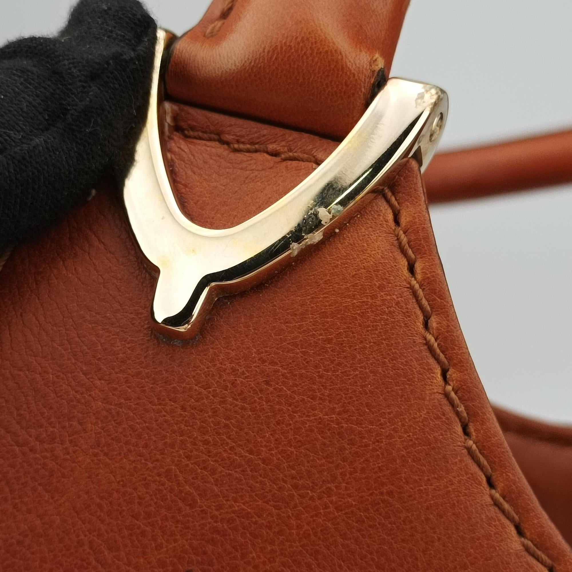 Pre-owned Gucci Stirrup Brown leather 277514 handbag | stylenewstar