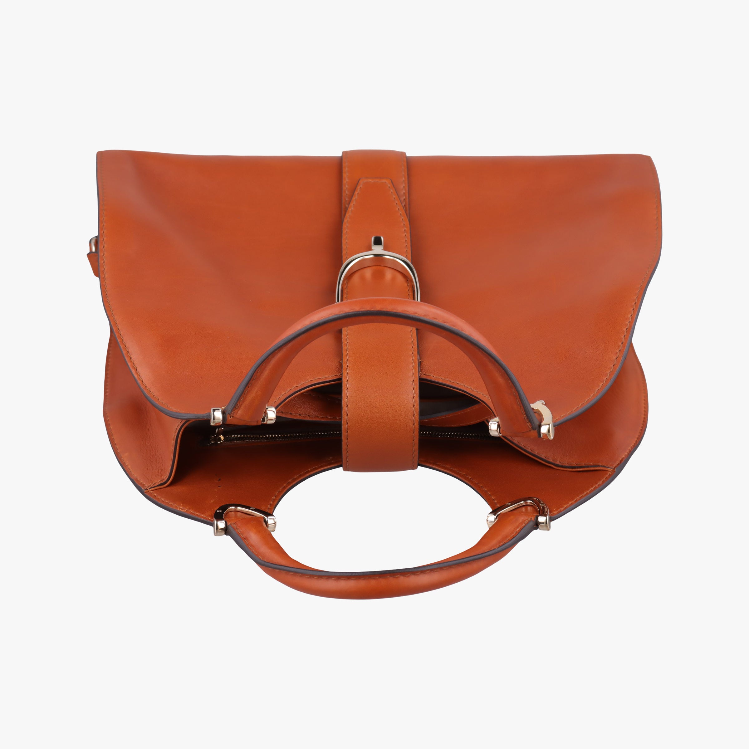 Pre-owned Gucci Stirrup Brown leather 277514 handbag | stylenewstar