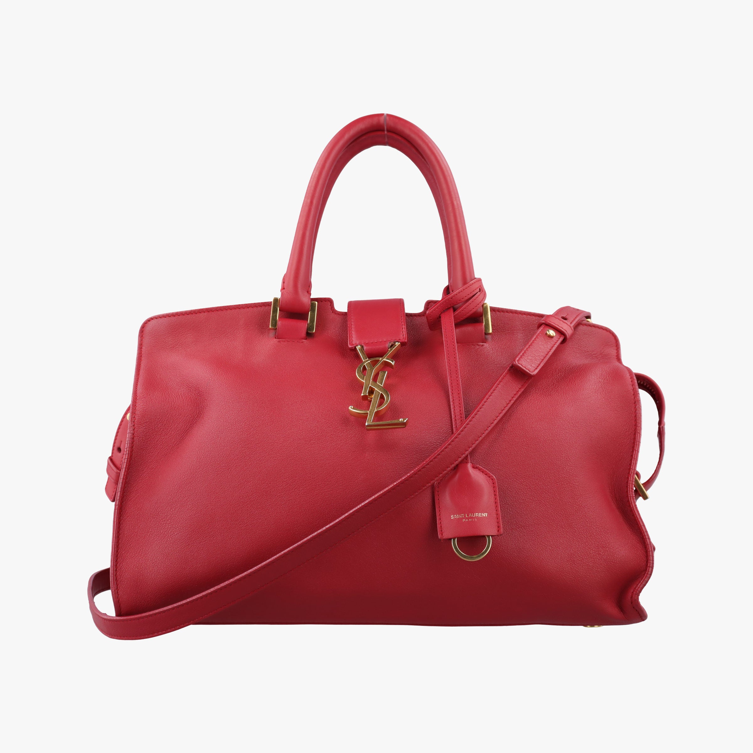 Pre-owned Yves Saint Laurent BABY CABAS Red Leather 394461 shoulderbag | stylenewstar