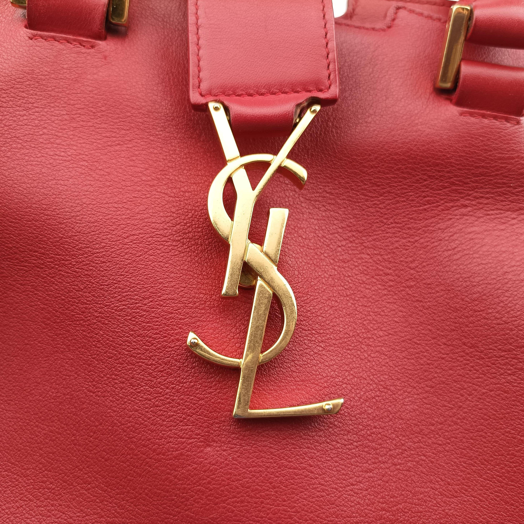 Pre-owned Yves Saint Laurent BABY CABAS Red Leather 394461 shoulderbag | stylenewstar