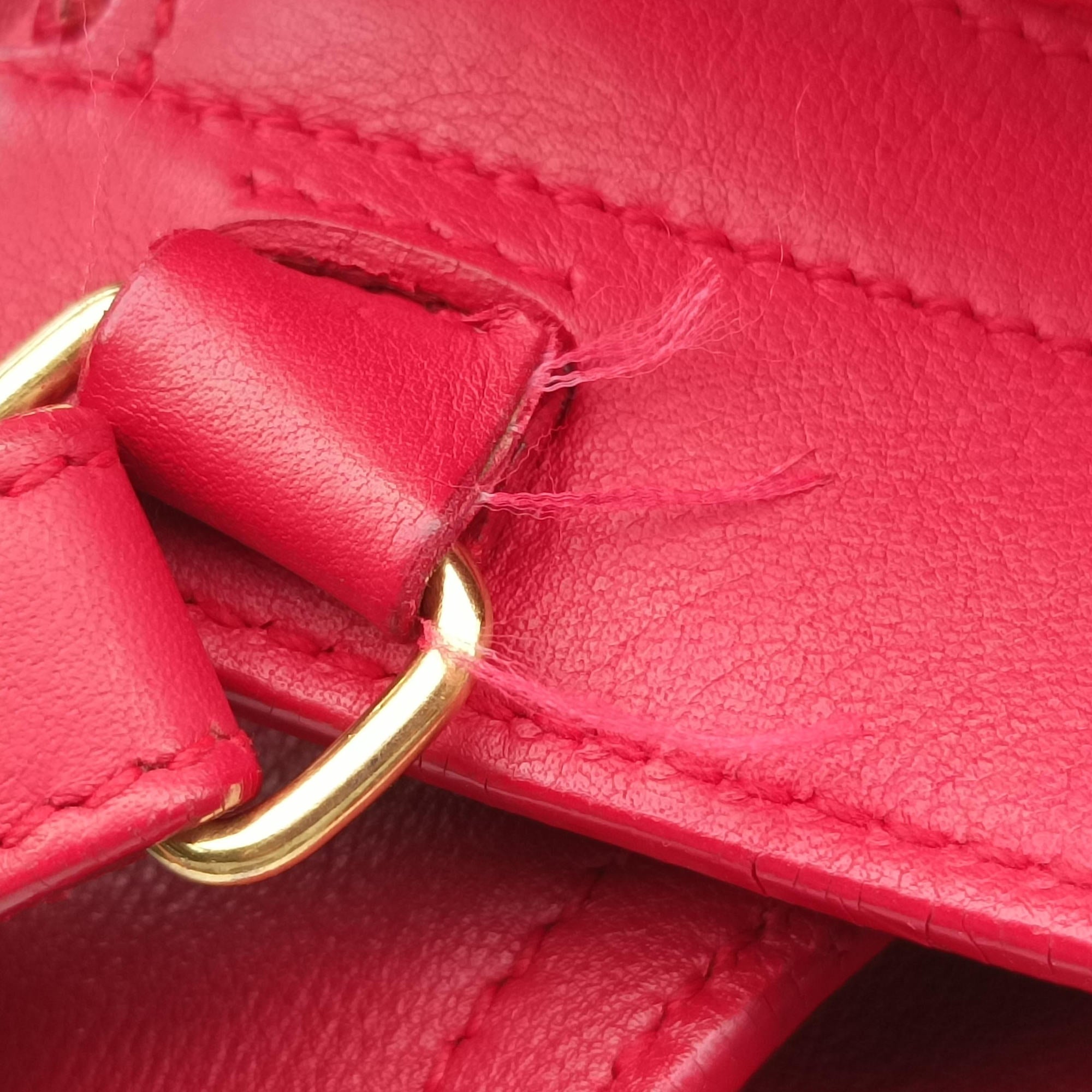 Pre-owned Yves Saint Laurent BABY CABAS Red Leather 394461 shoulderbag | stylenewstar
