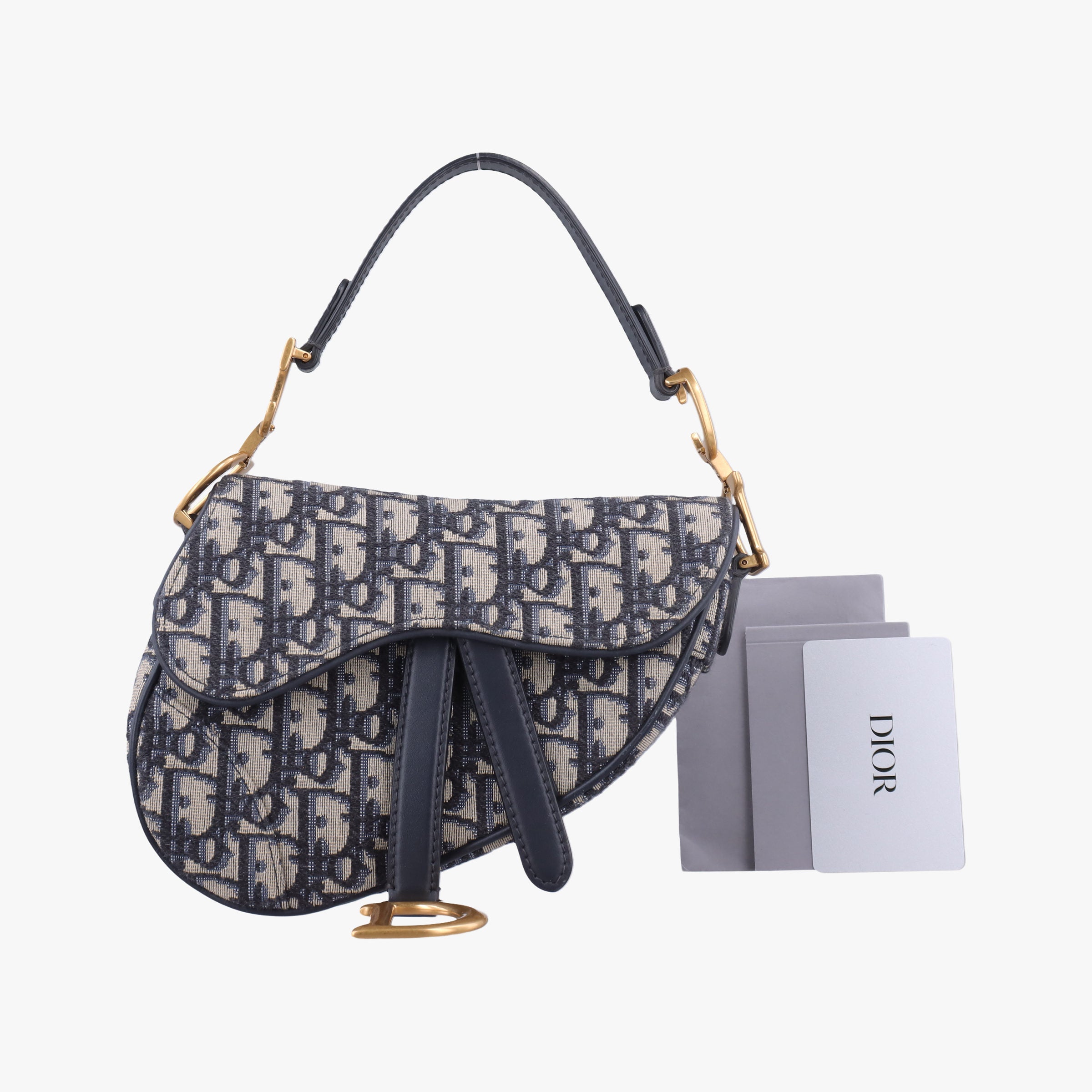 Pre-owned Christian Dior Saddle Navy Jacquard  handbag | stylenewstar