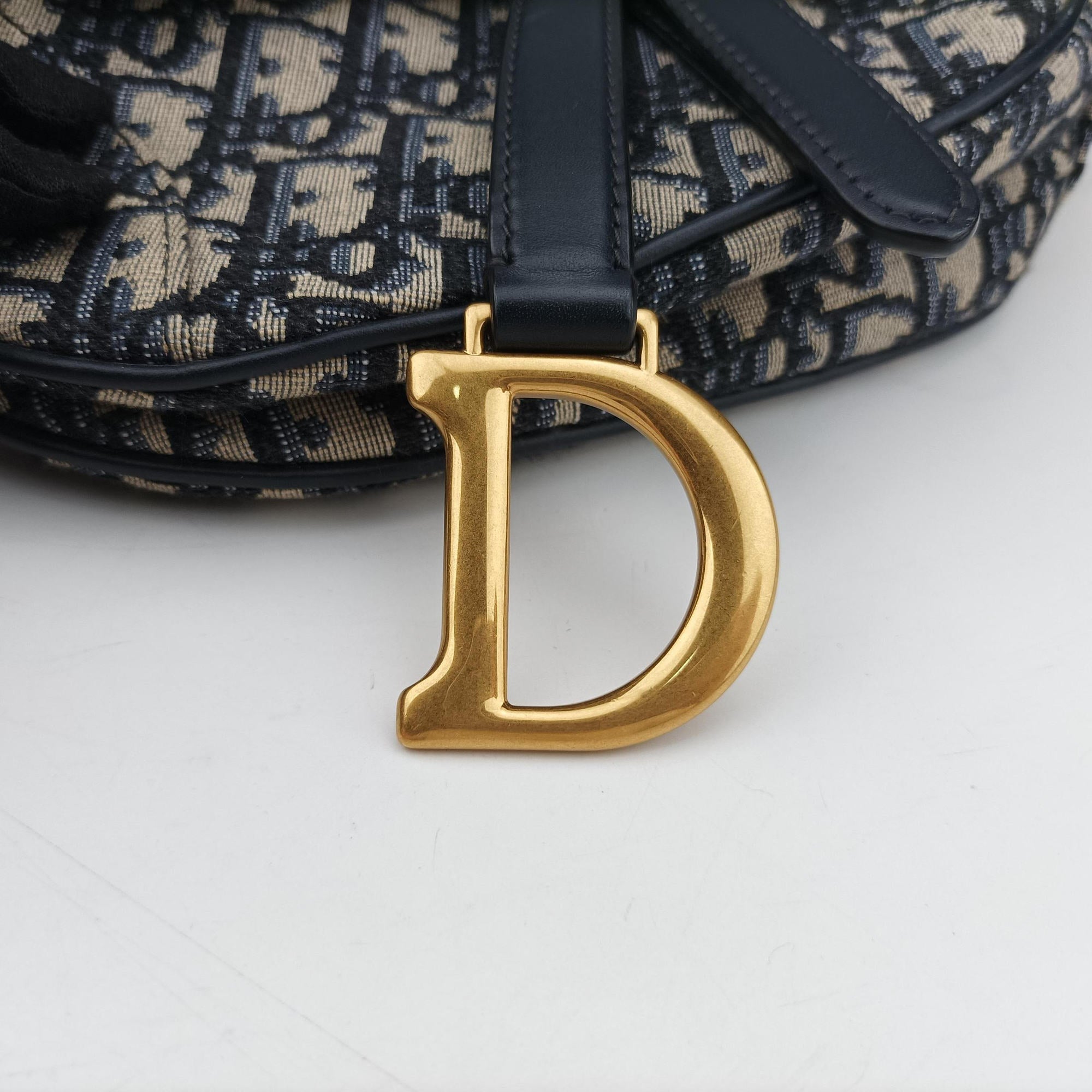 Pre-owned Christian Dior Saddle Navy Jacquard  handbag | stylenewstar