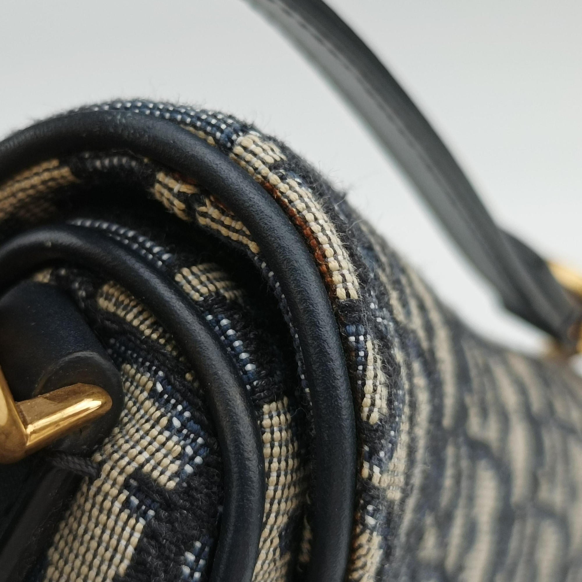 Pre-owned Christian Dior Saddle Navy Jacquard  handbag | stylenewstar