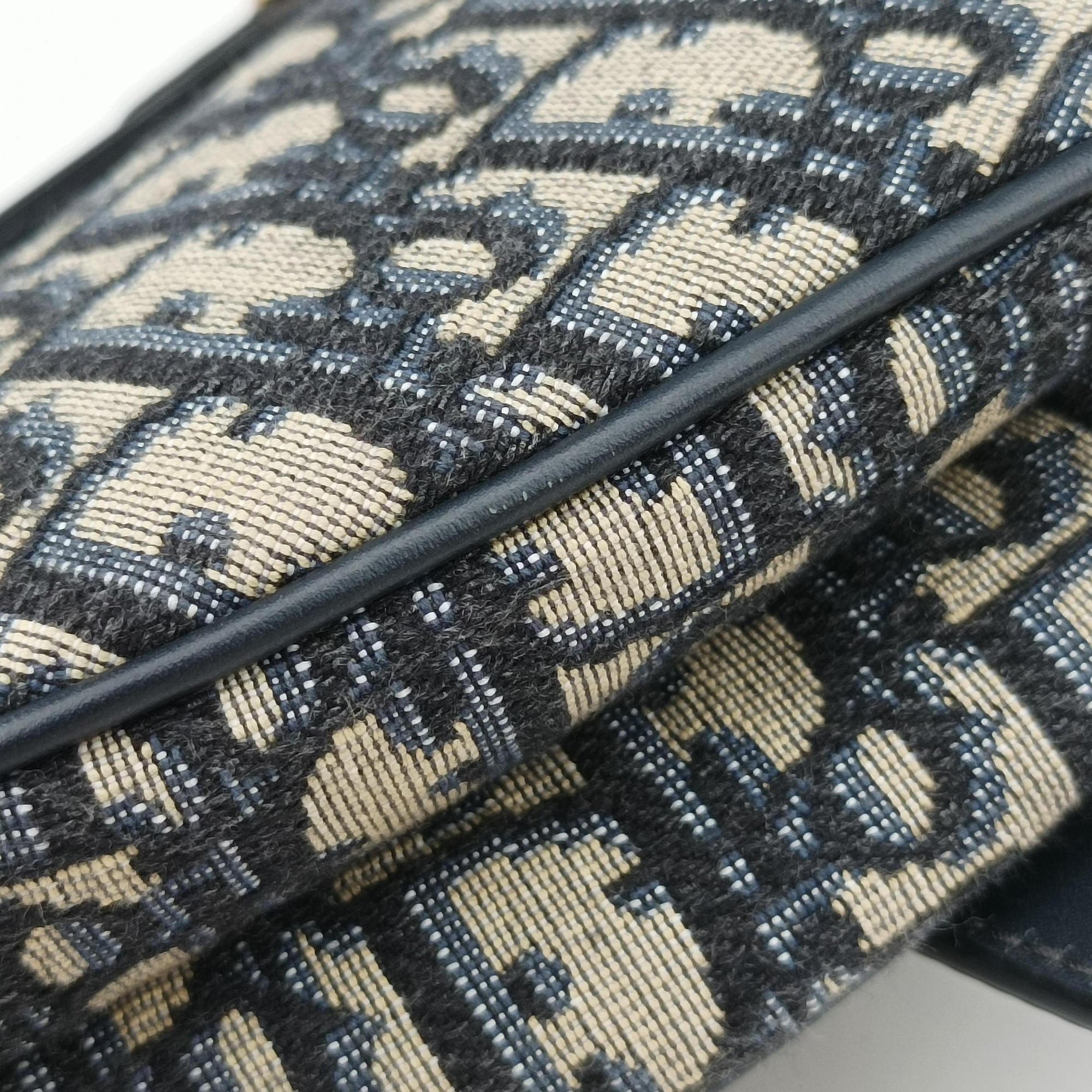 Pre-owned Christian Dior Saddle Navy Jacquard  handbag | stylenewstar