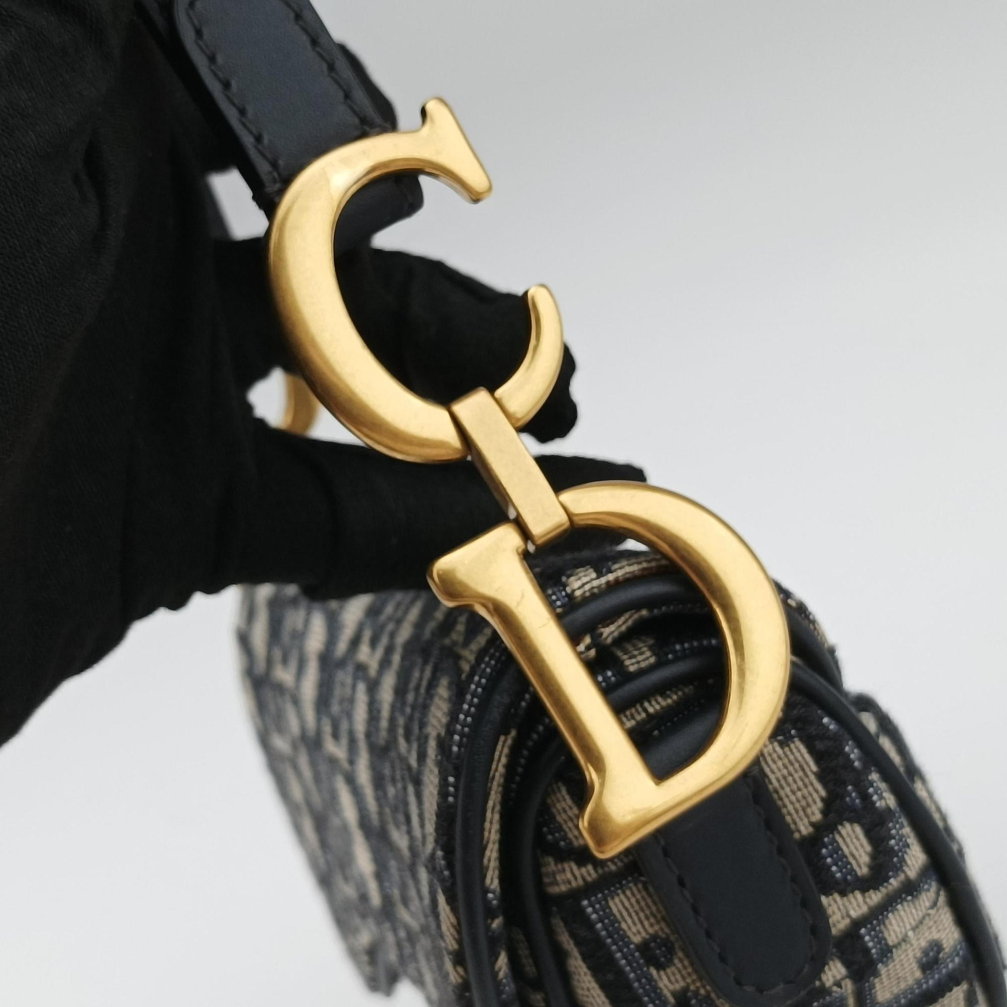 Pre-owned Christian Dior Saddle Navy Jacquard  handbag | stylenewstar