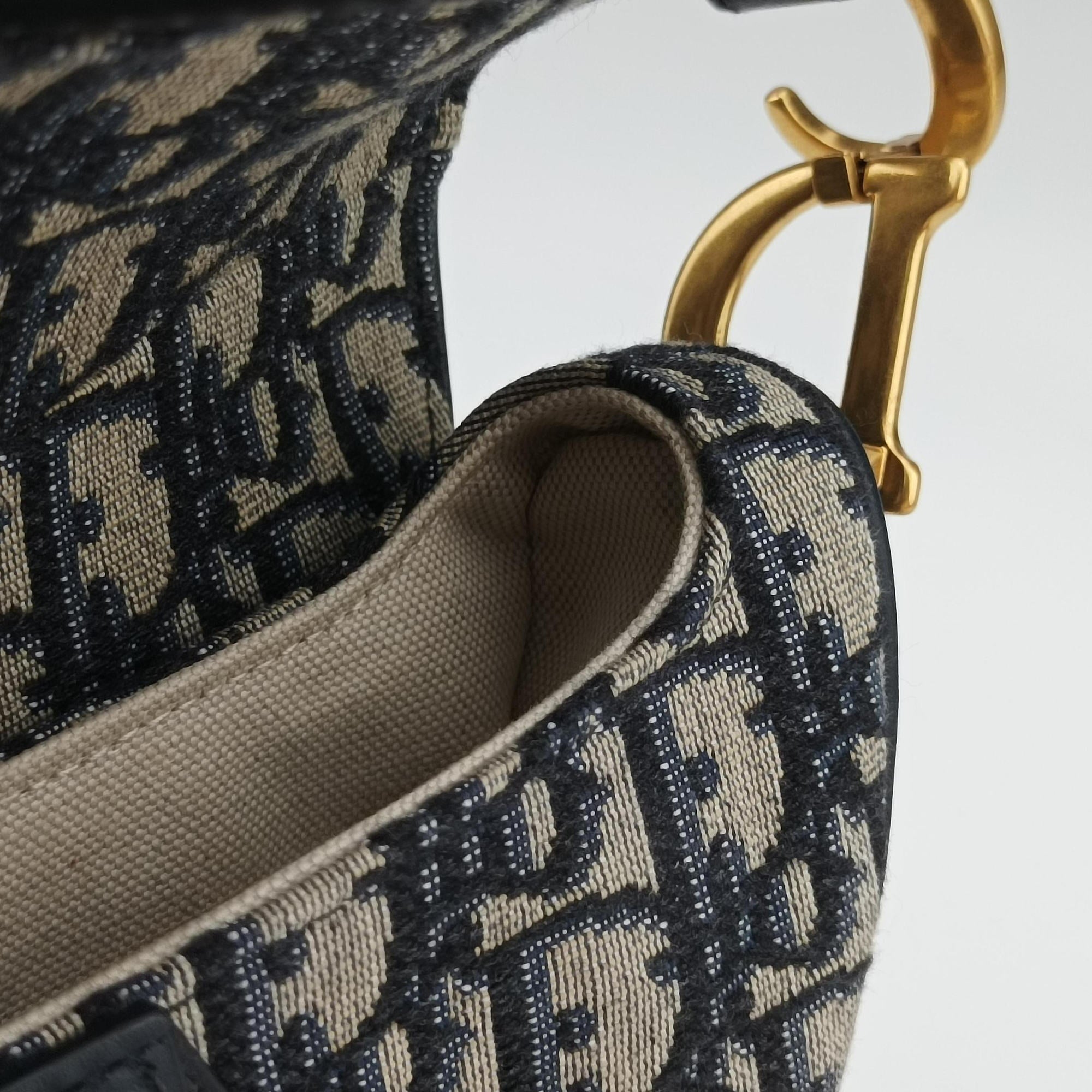 Pre-owned Christian Dior Saddle Navy Jacquard  handbag | stylenewstar