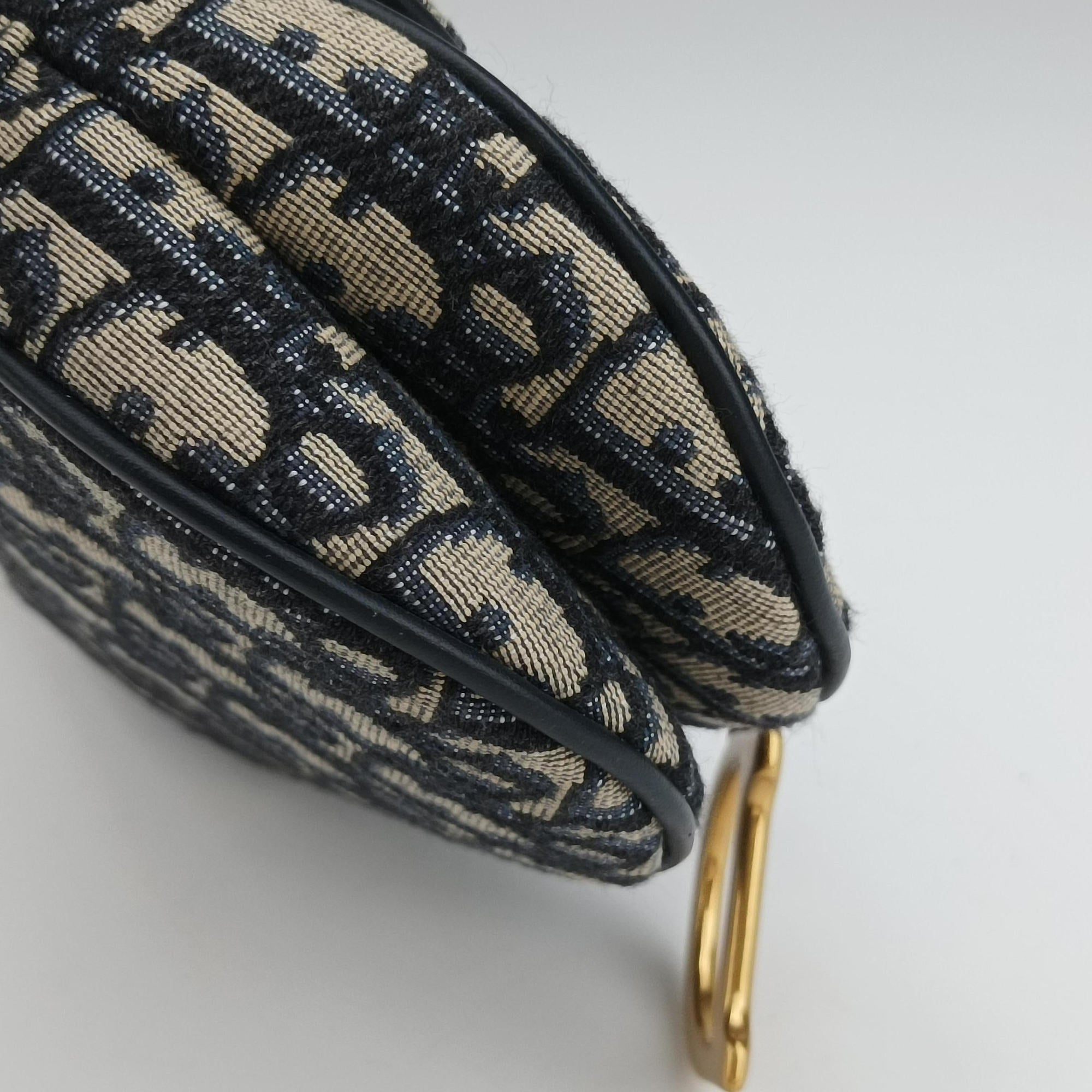 Pre-owned Christian Dior Saddle Navy Jacquard  handbag | stylenewstar