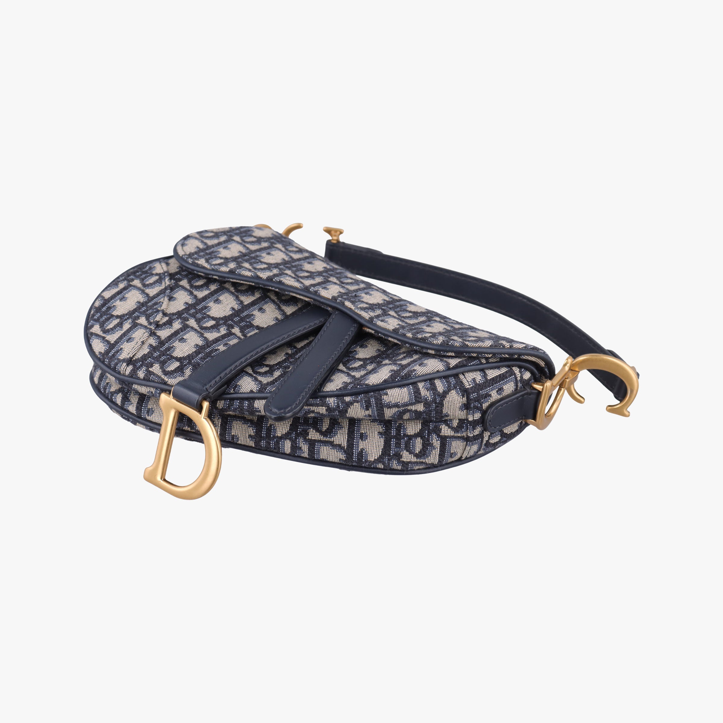 Pre-owned Christian Dior Saddle Navy Jacquard  handbag | stylenewstar