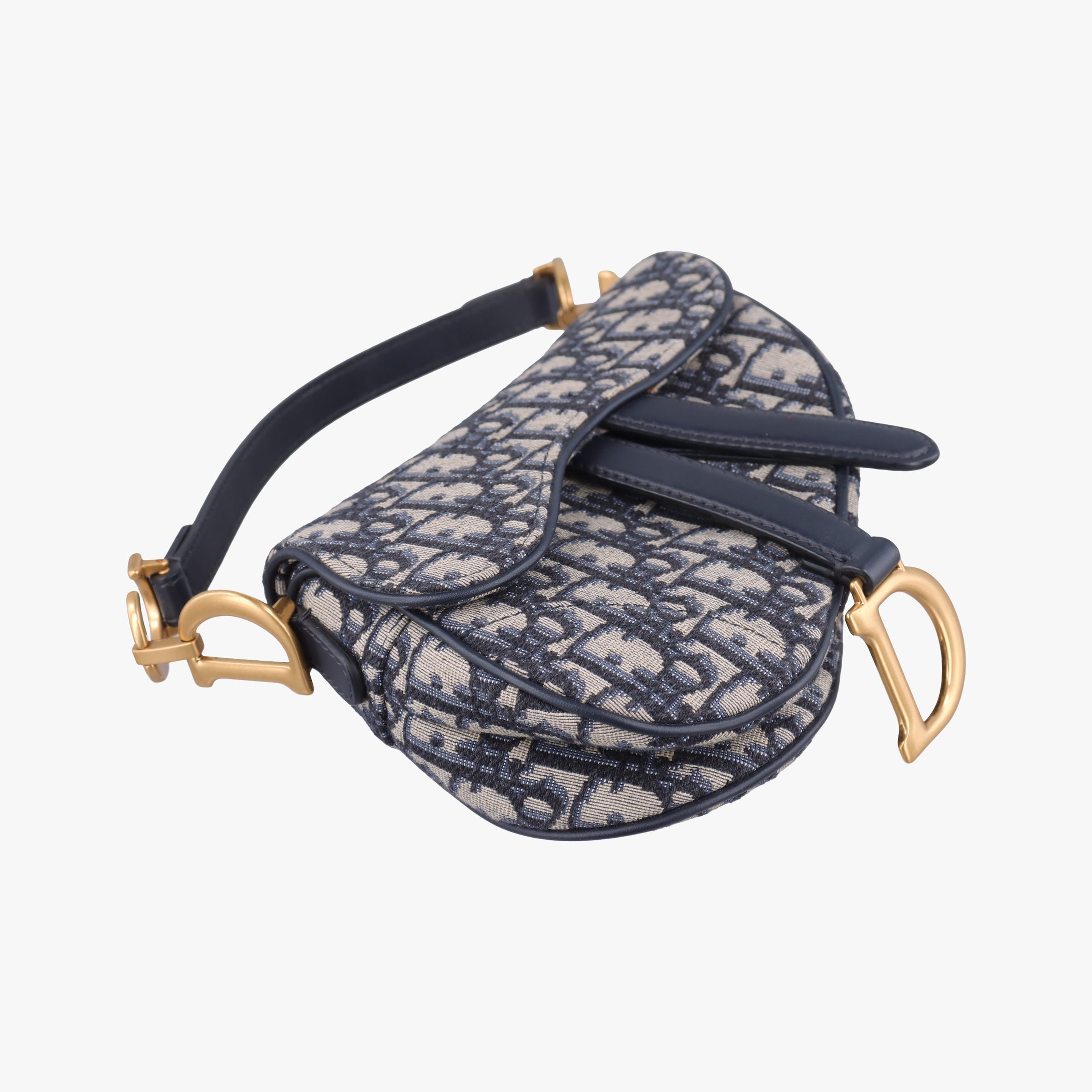 Pre-owned Christian Dior Saddle Navy Jacquard  handbag | stylenewstar