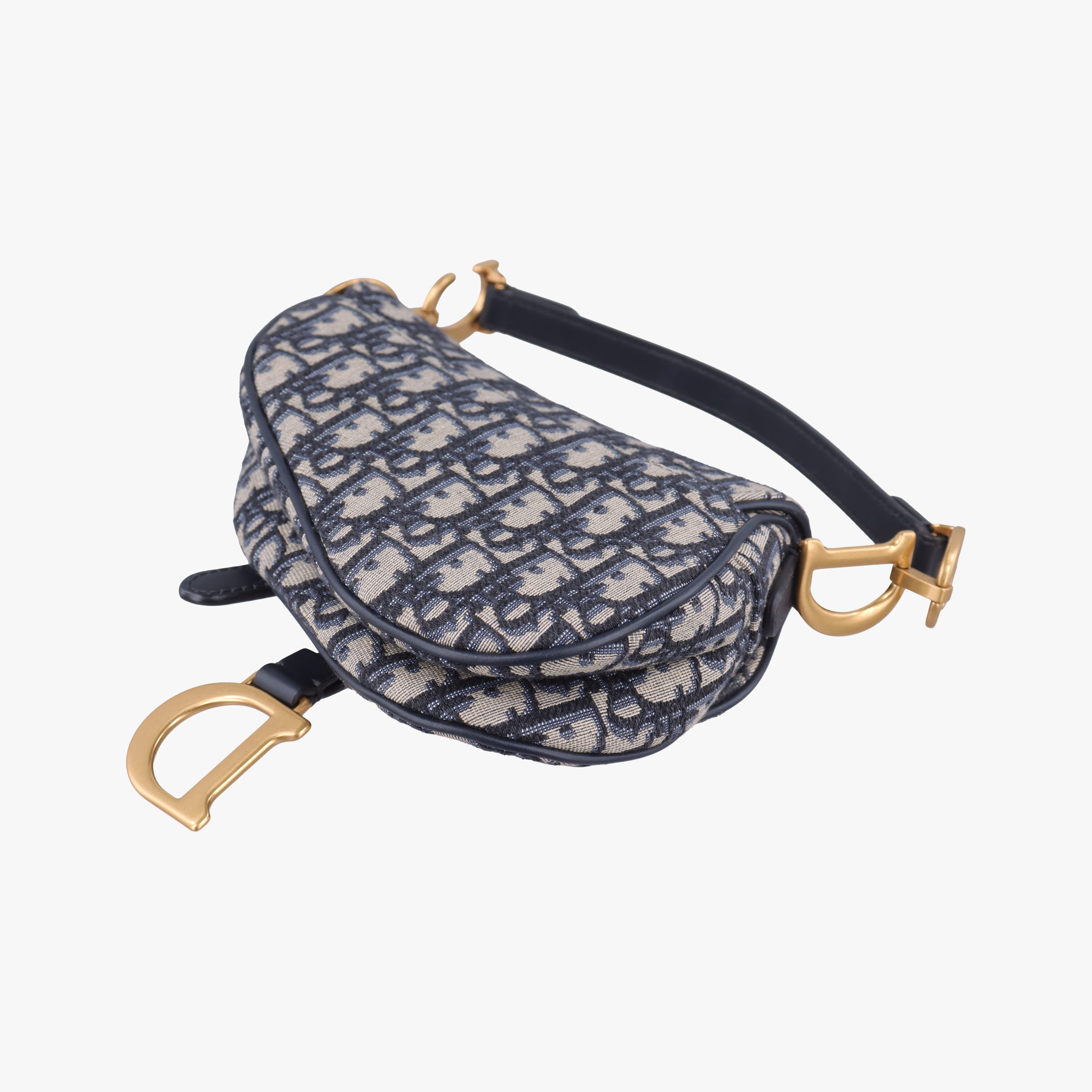 Pre-owned Christian Dior Saddle Navy Jacquard  handbag | stylenewstar