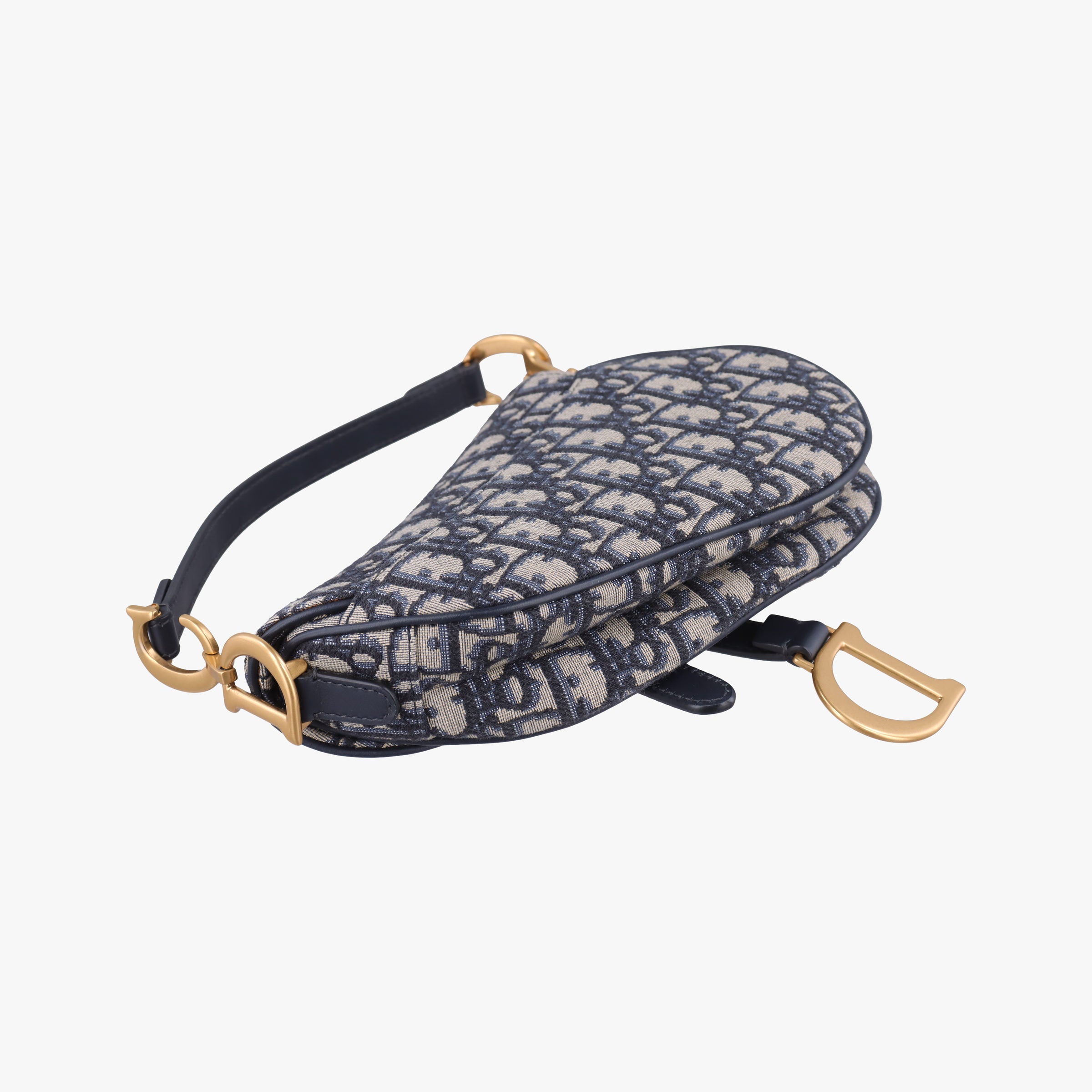 Pre-owned Christian Dior Saddle Navy Jacquard  handbag | stylenewstar
